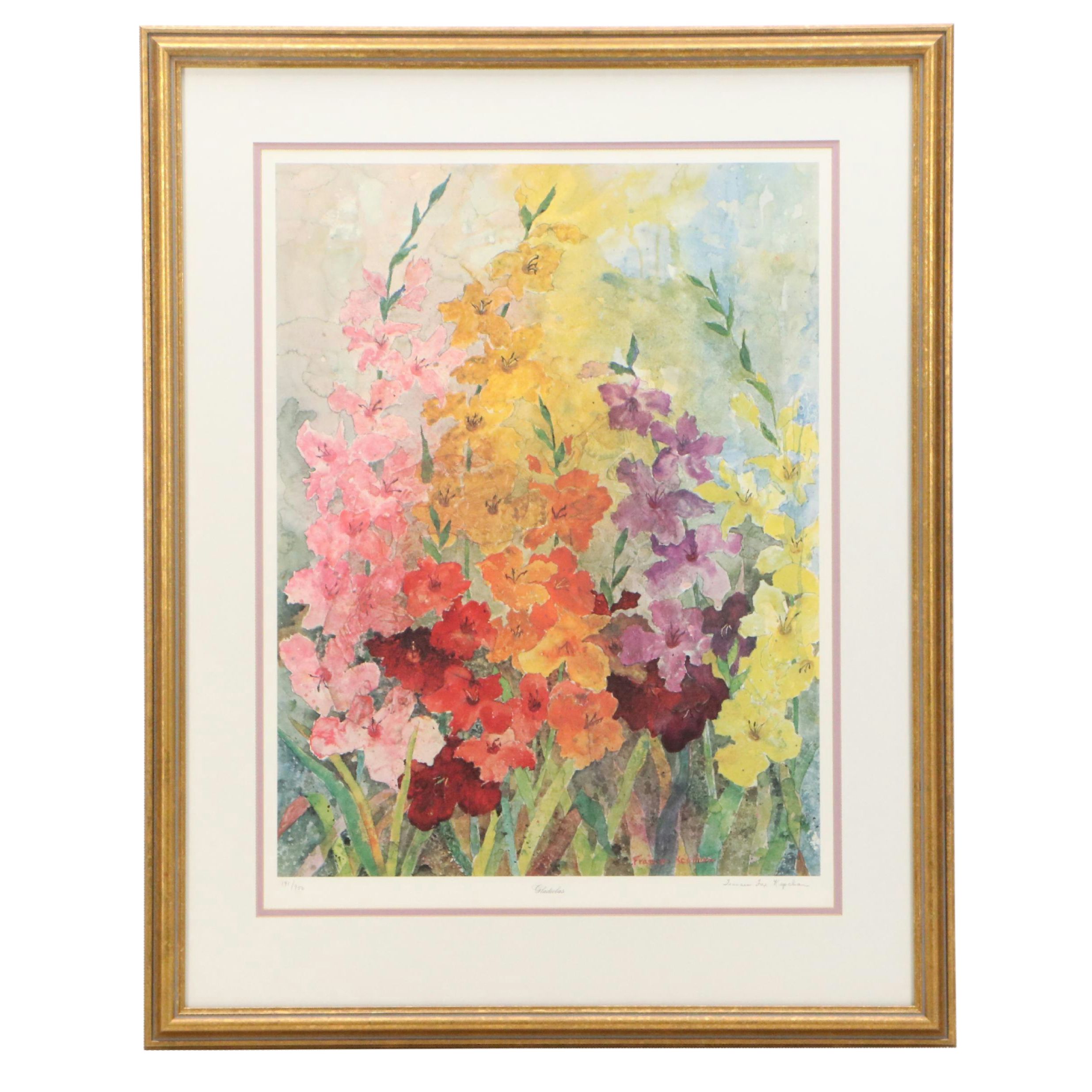 Frances Fox Kepchar Offset Lithograph "Gladiolas"