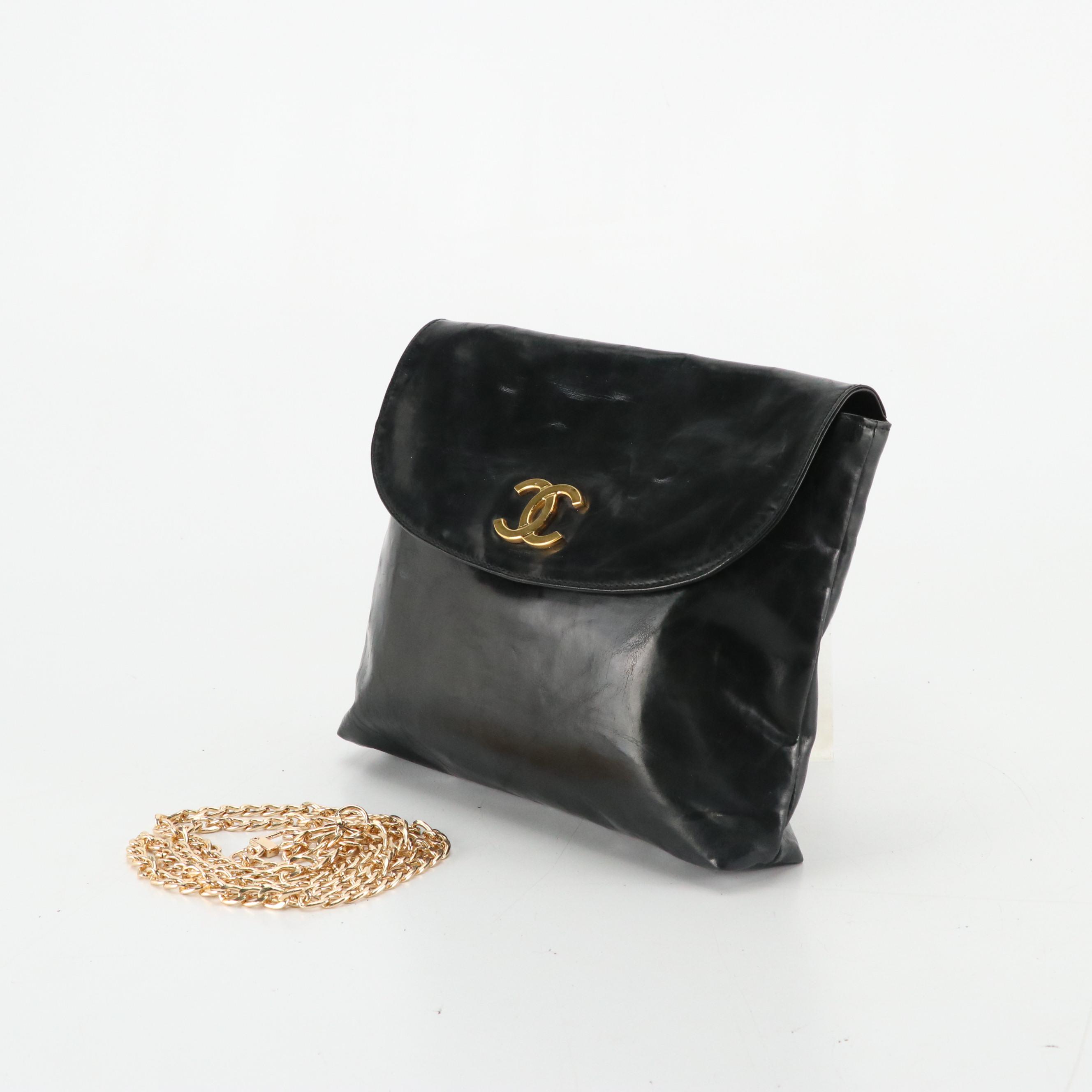 Chanel Black Vinyl CC Cosmetic Pouch