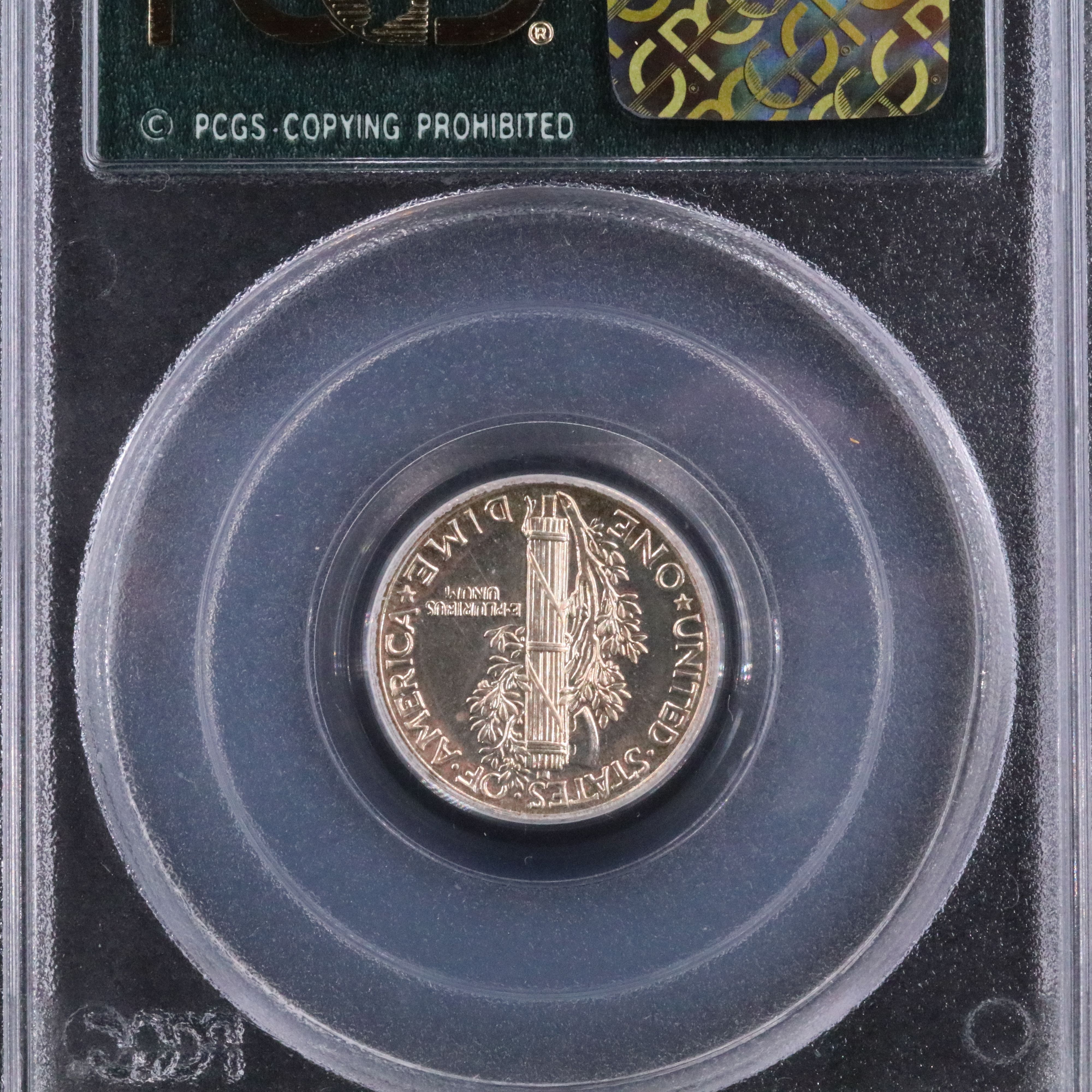 PCGS PR64 1942 Mercury Dime with CAC Sticker