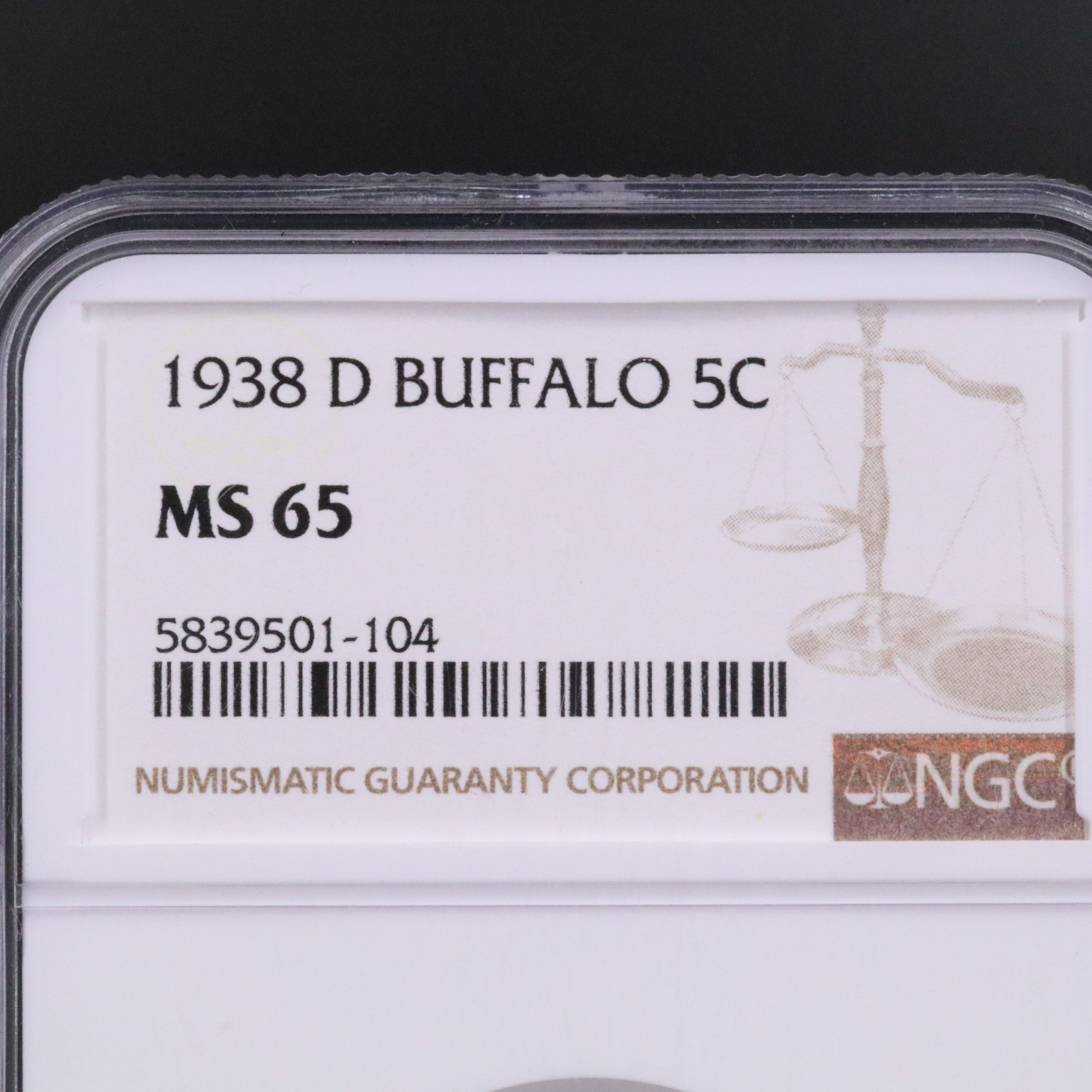 NGC MS65 1938-D Buffalo Nickel