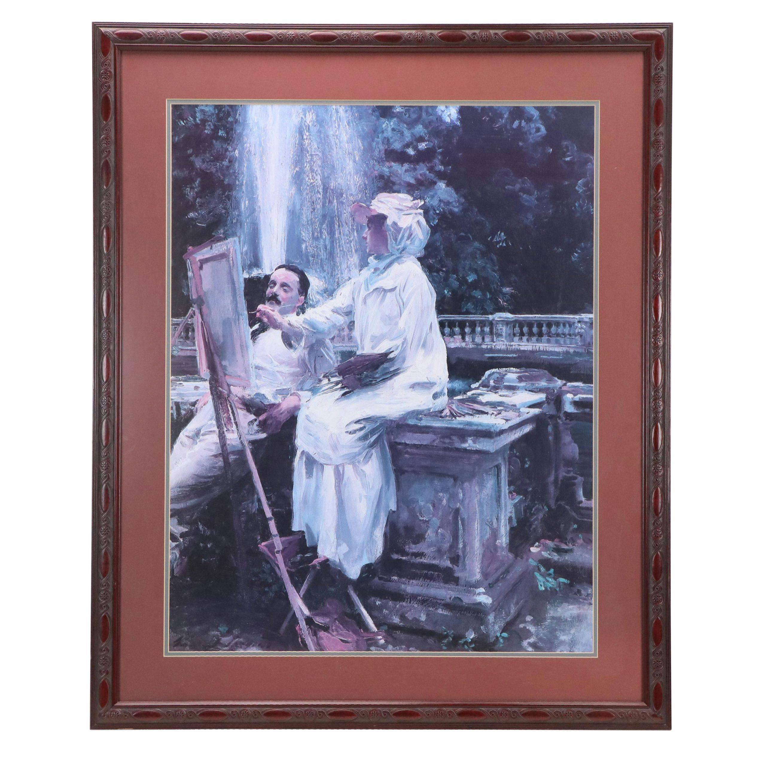 After John Singer Sargent Offset Lithograph "The Fountain" Poster