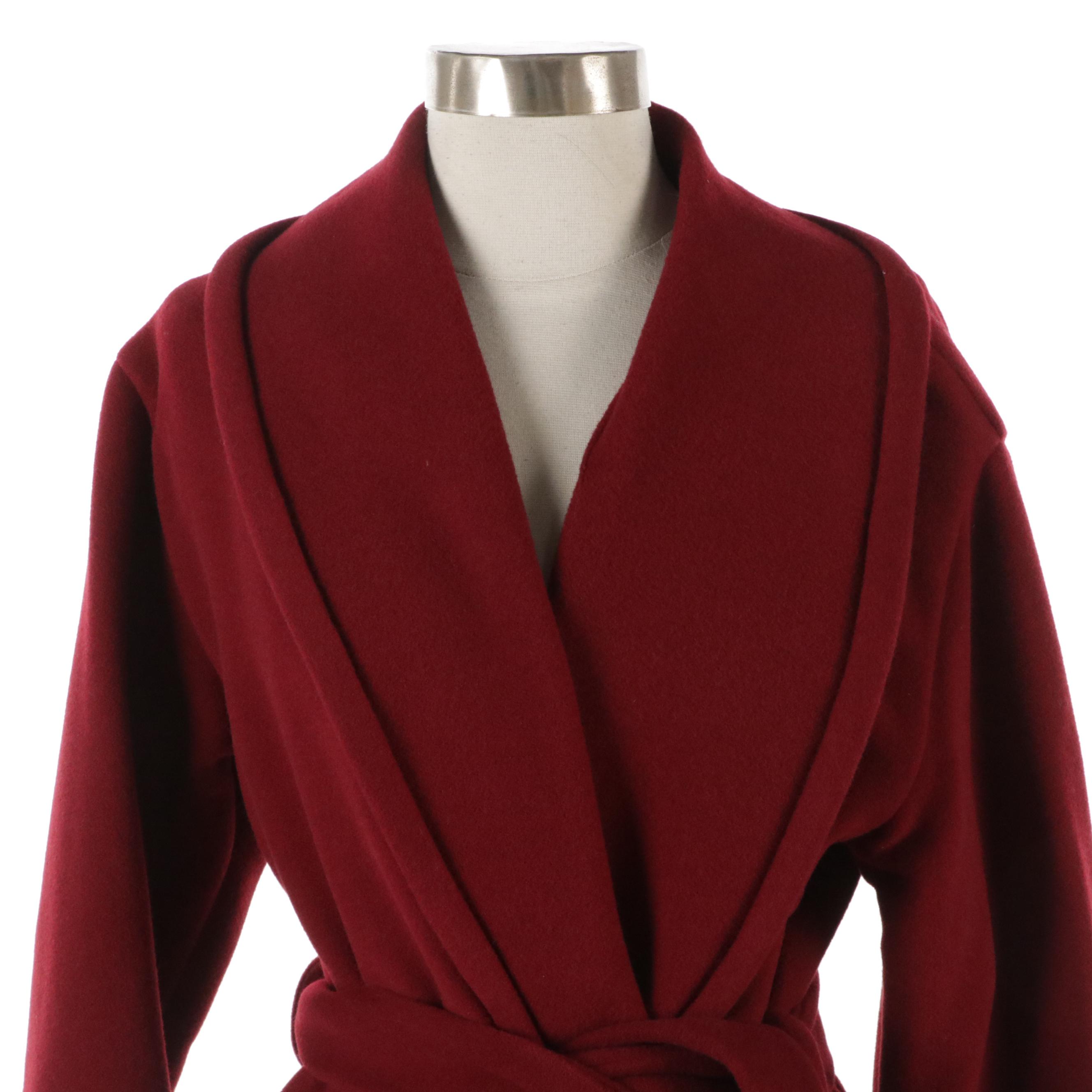 Donna Karan Signature Gold Label Wool and Angora Blend Coat with Tie Belt