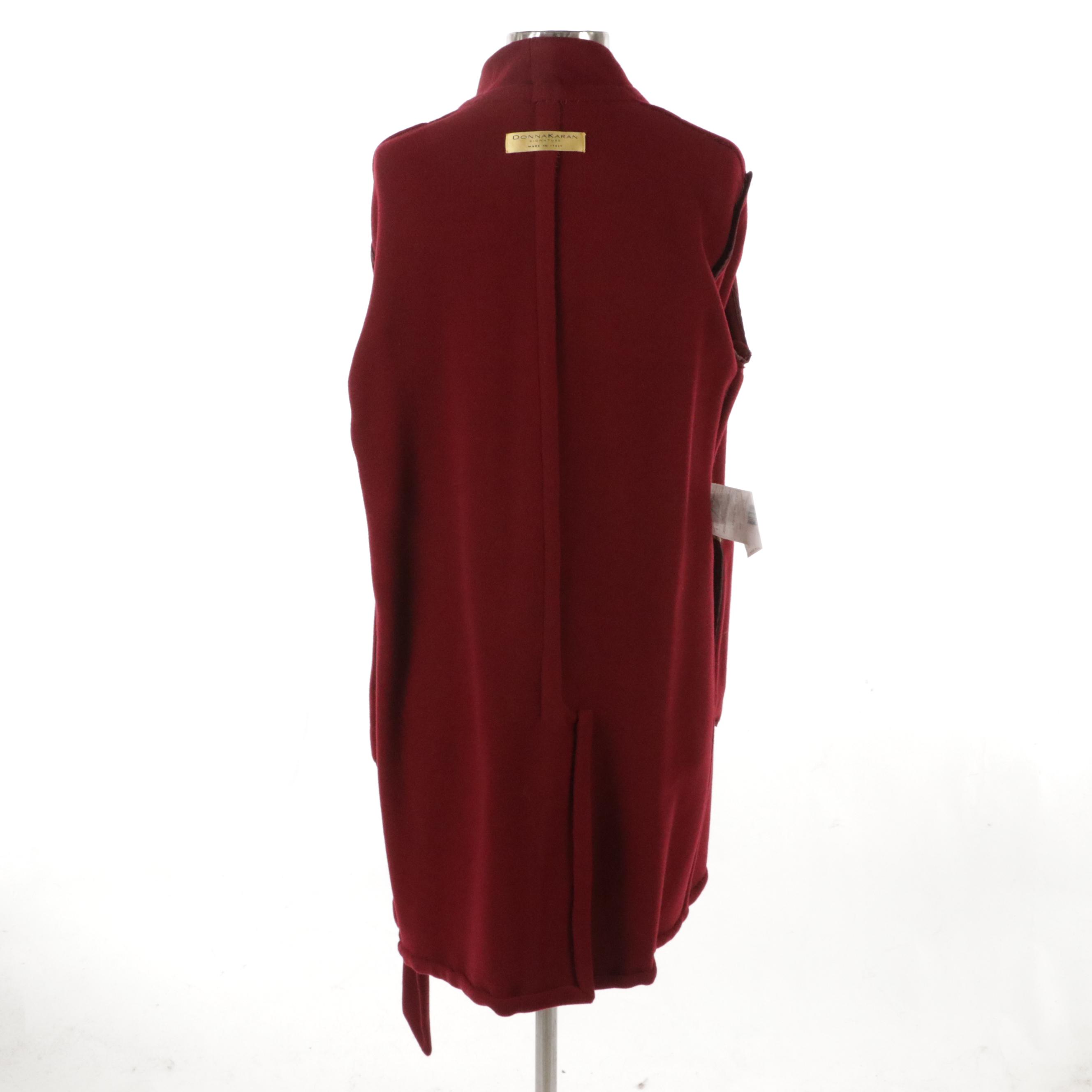 Donna Karan Signature Gold Label Wool and Angora Blend Coat with Tie Belt