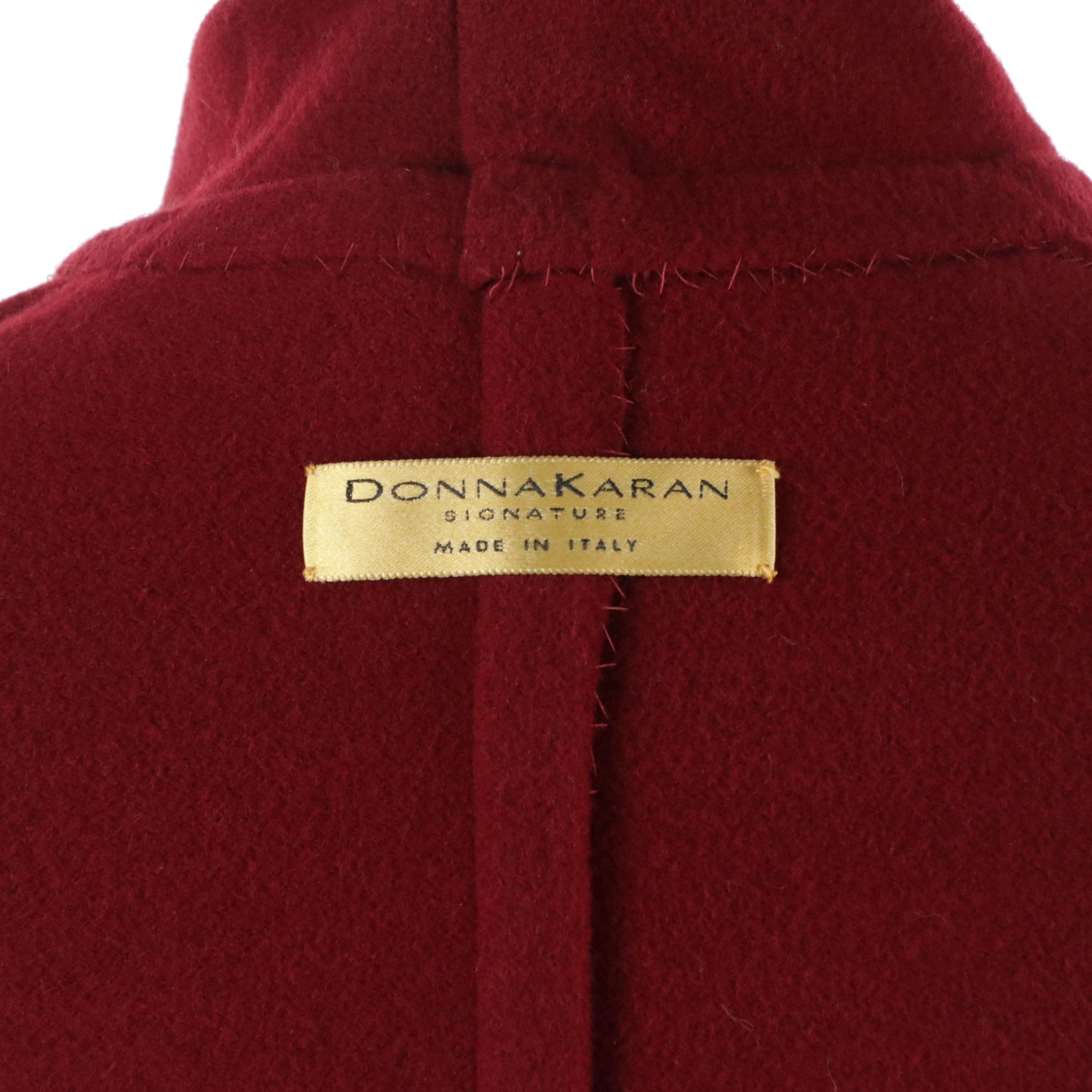 Donna Karan Signature Gold Label Wool and Angora Blend Coat with Tie Belt