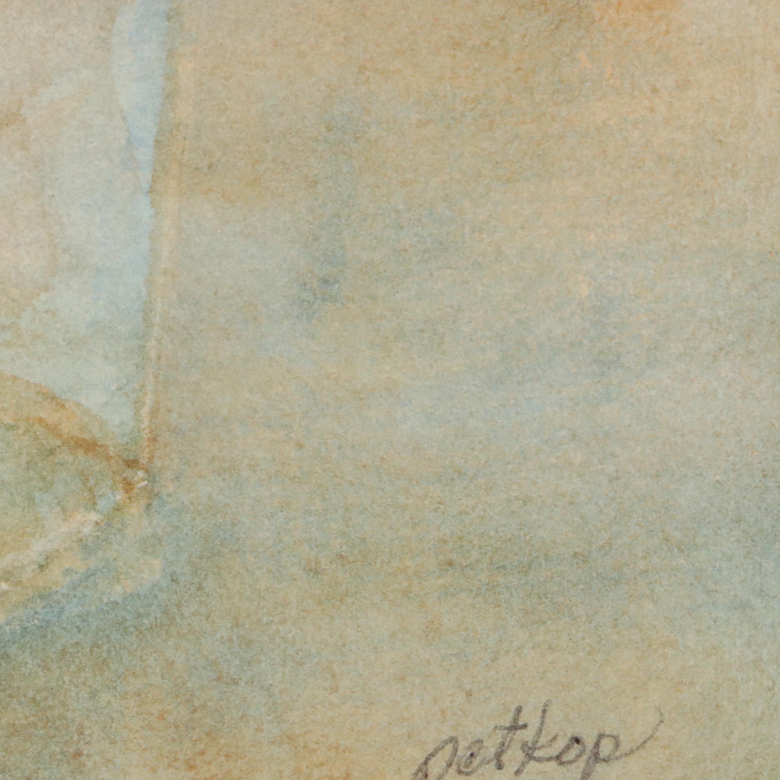 Watercolor Painting of Flowers in a Jar, Late 20th Century