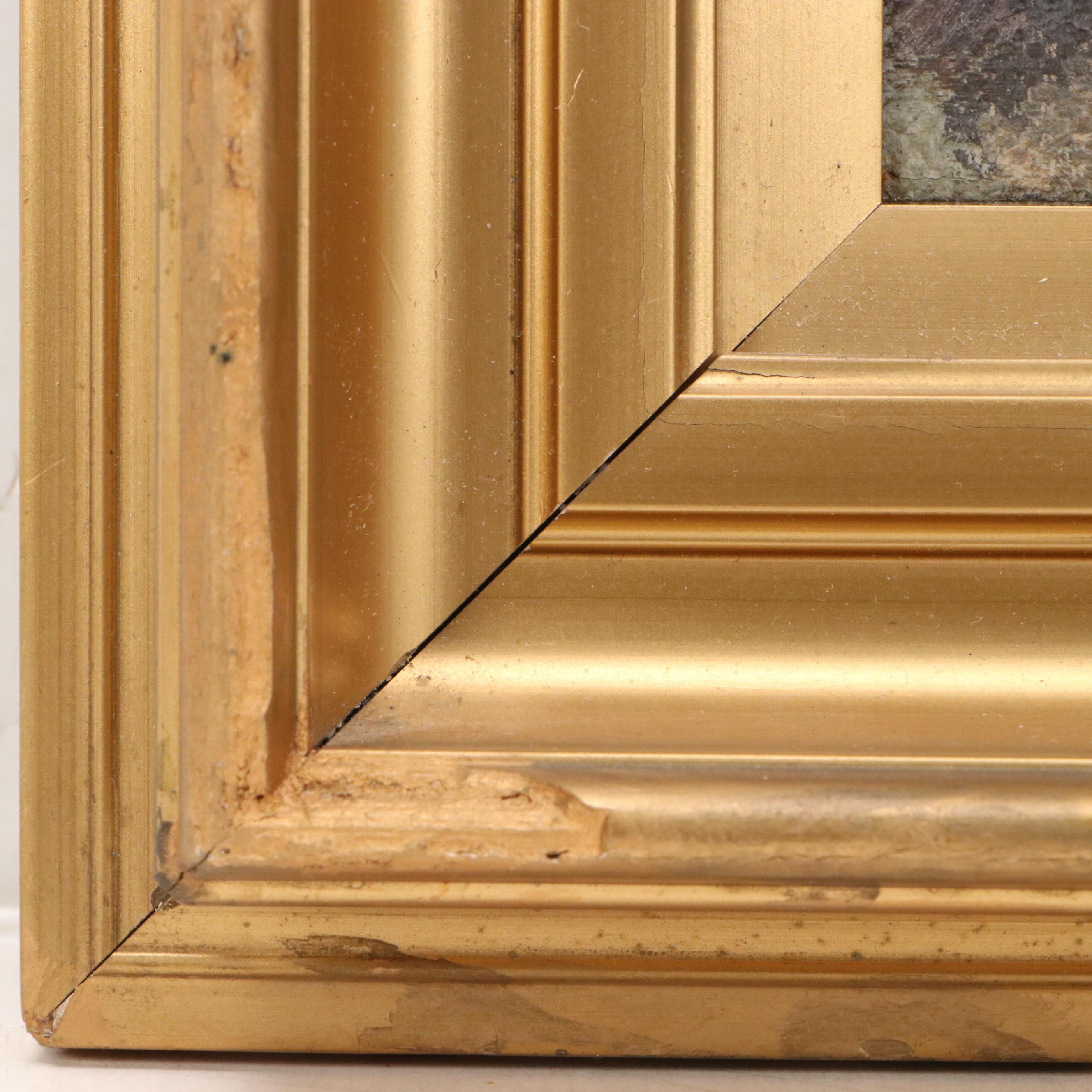 Oil Painting of Wintry Dirt Road, Early to Mid-20th Century