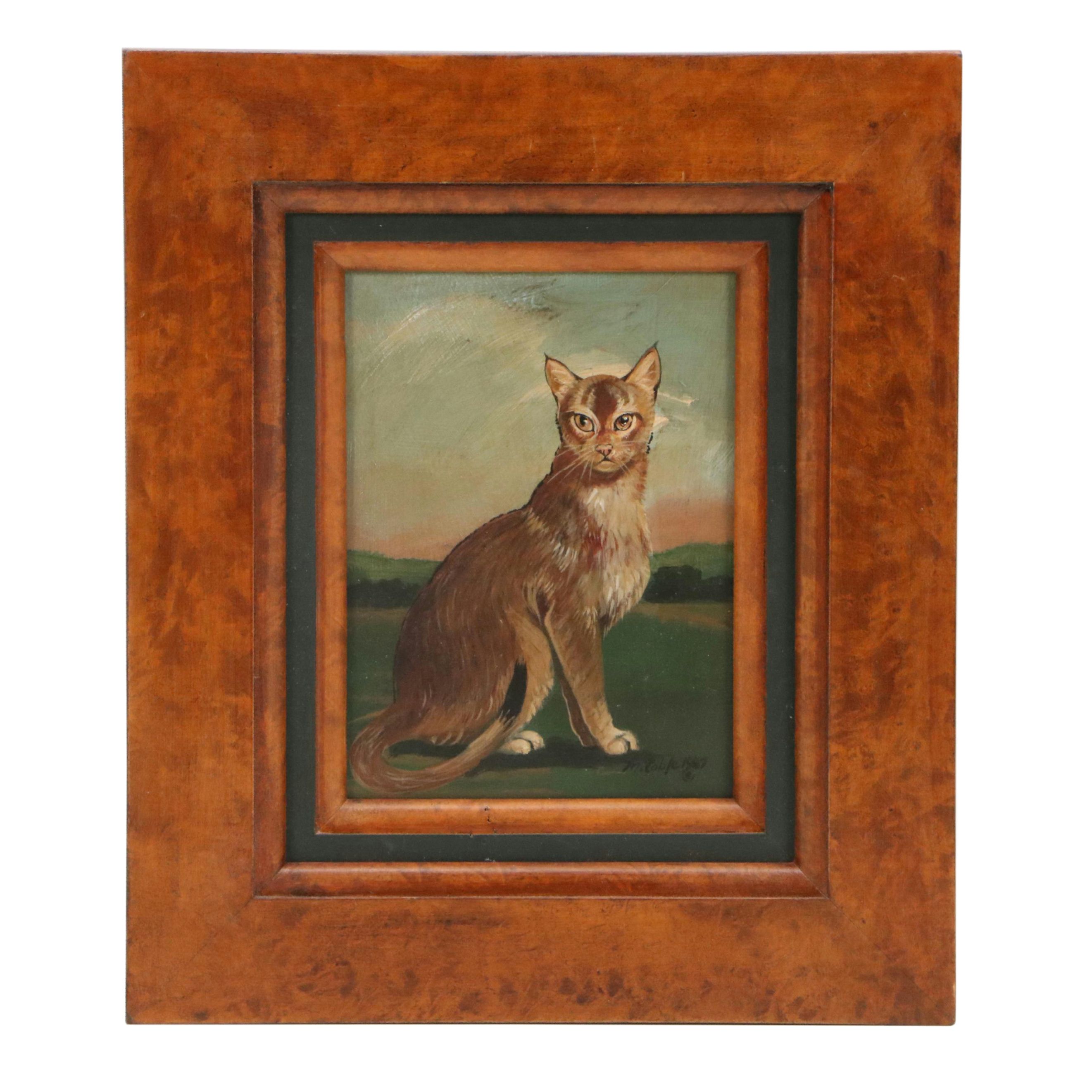 Oil Painting of Abyssinian Cat, 1967