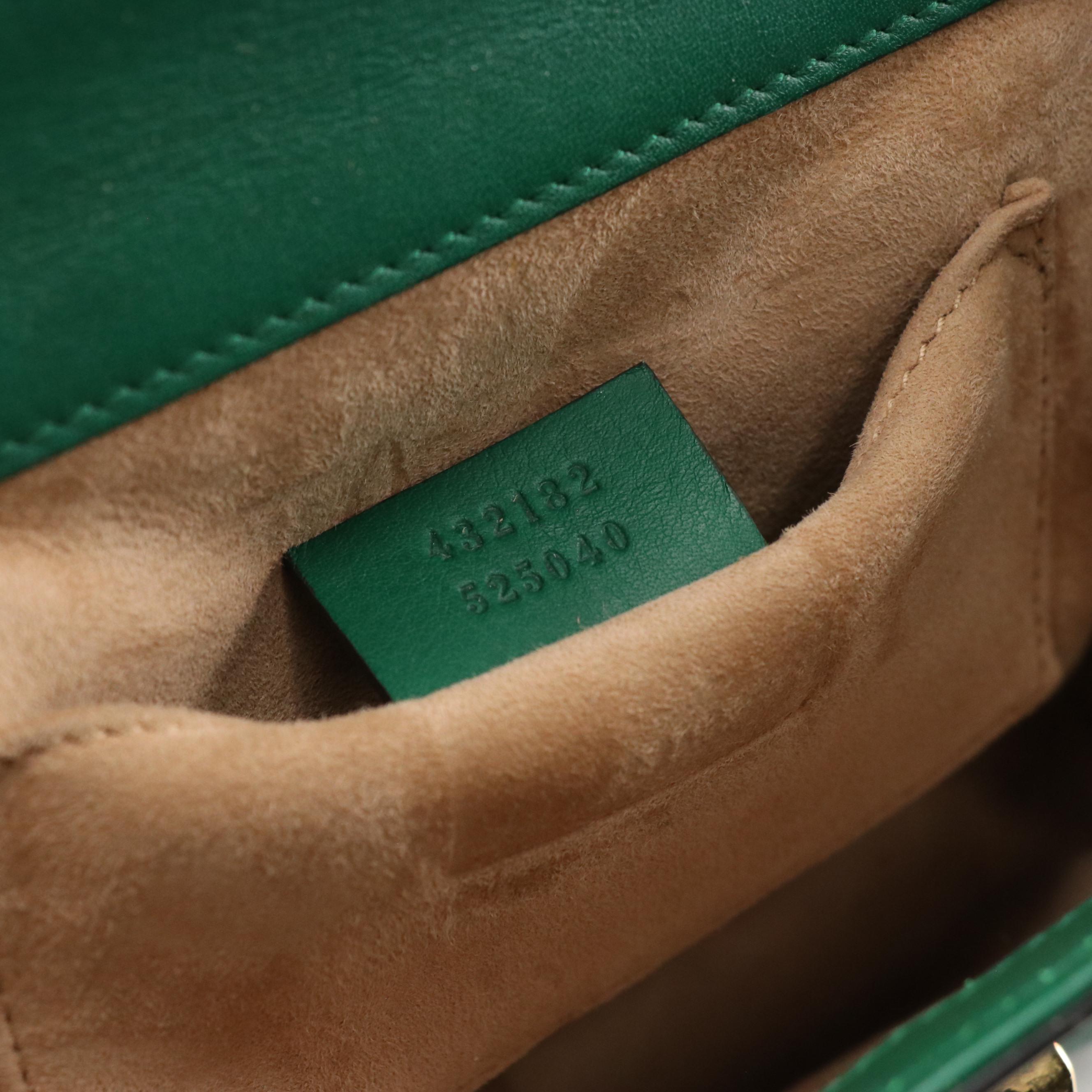 Gucci Padlock Shoulder Bag in Pearl Studded Emerald Green Calfskin Leather