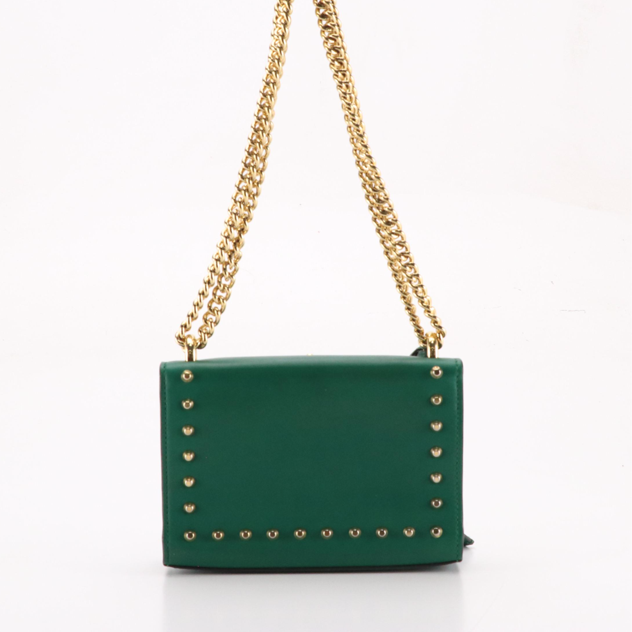 Gucci Padlock Shoulder Bag in Pearl Studded Emerald Green Calfskin Leather