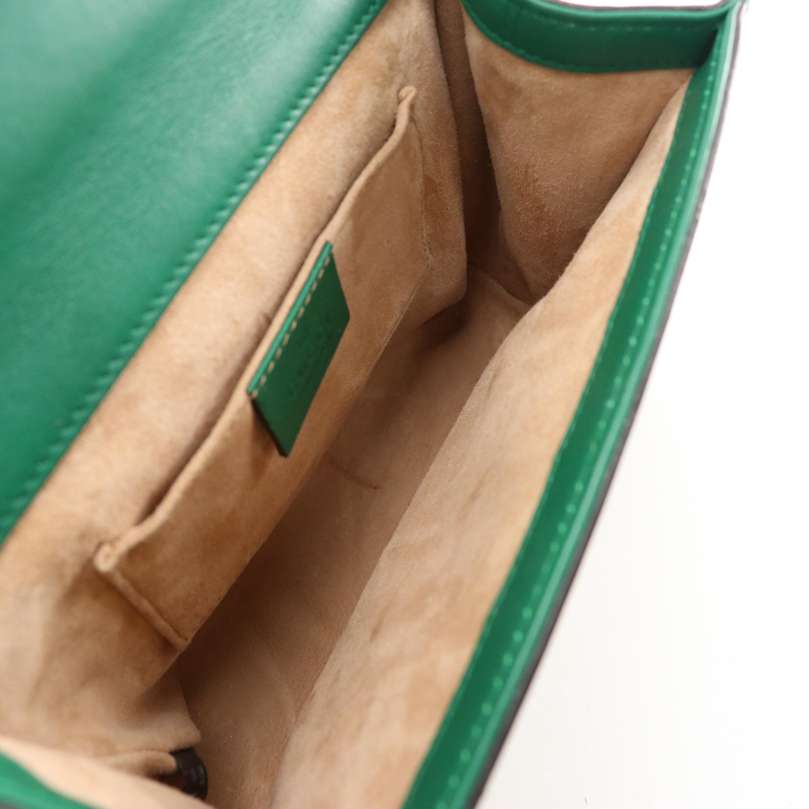 Gucci Padlock Shoulder Bag in Pearl Studded Emerald Green Calfskin Leather