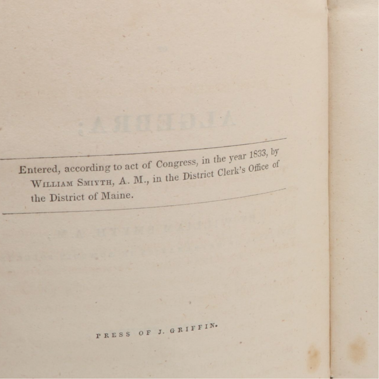 "Elements of Algebra" by William Smyth, 1843