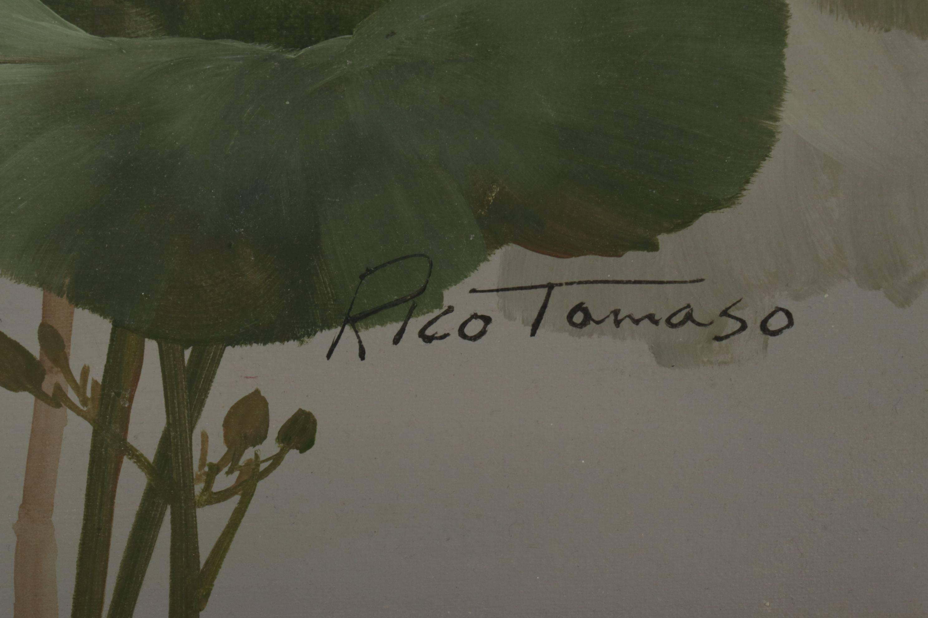 Rico Tamaso Oil Painting Scene of Butterflies Amongst Blossoming Flowers,