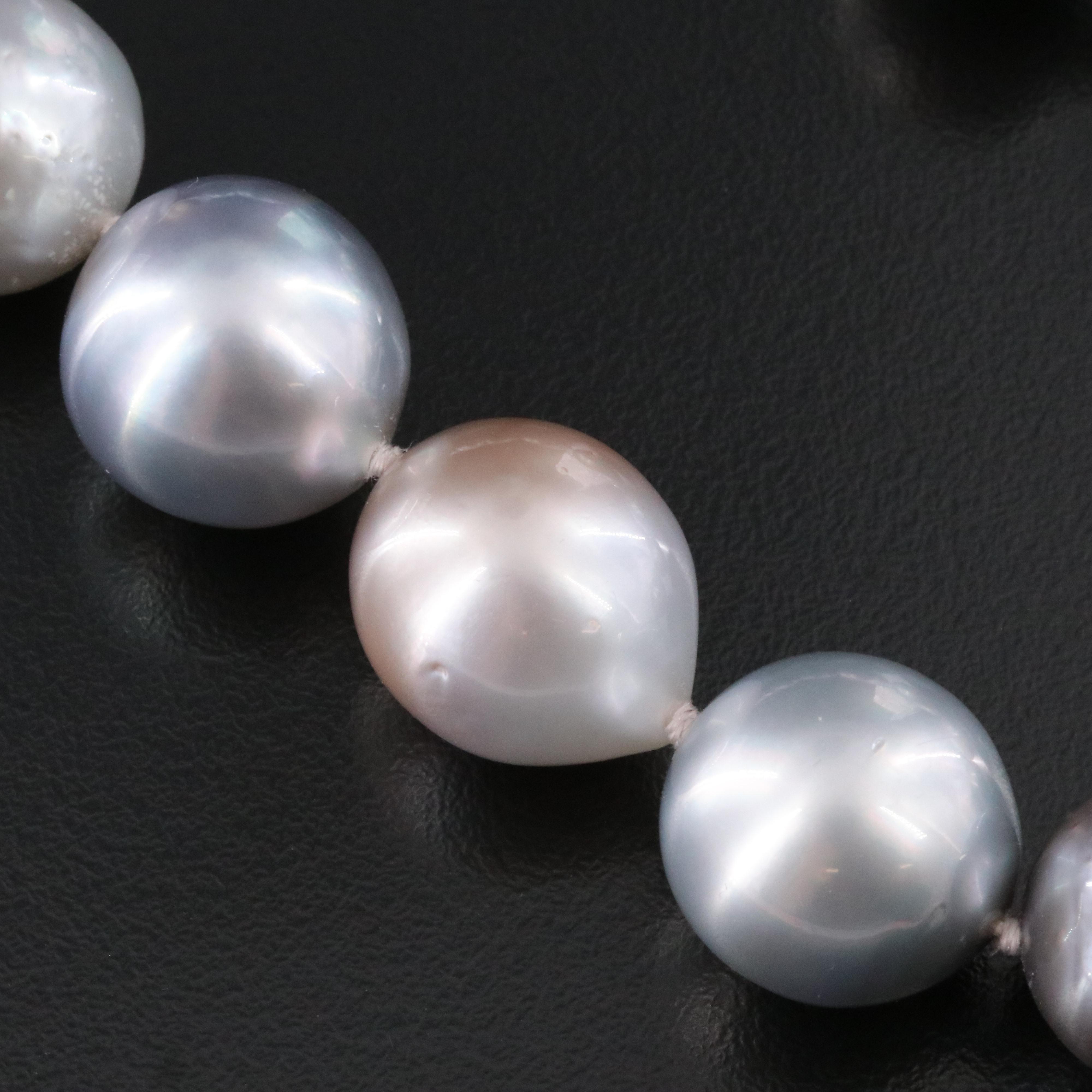 Pearl Necklace with Sterling Sapphire and Diamond Clasp