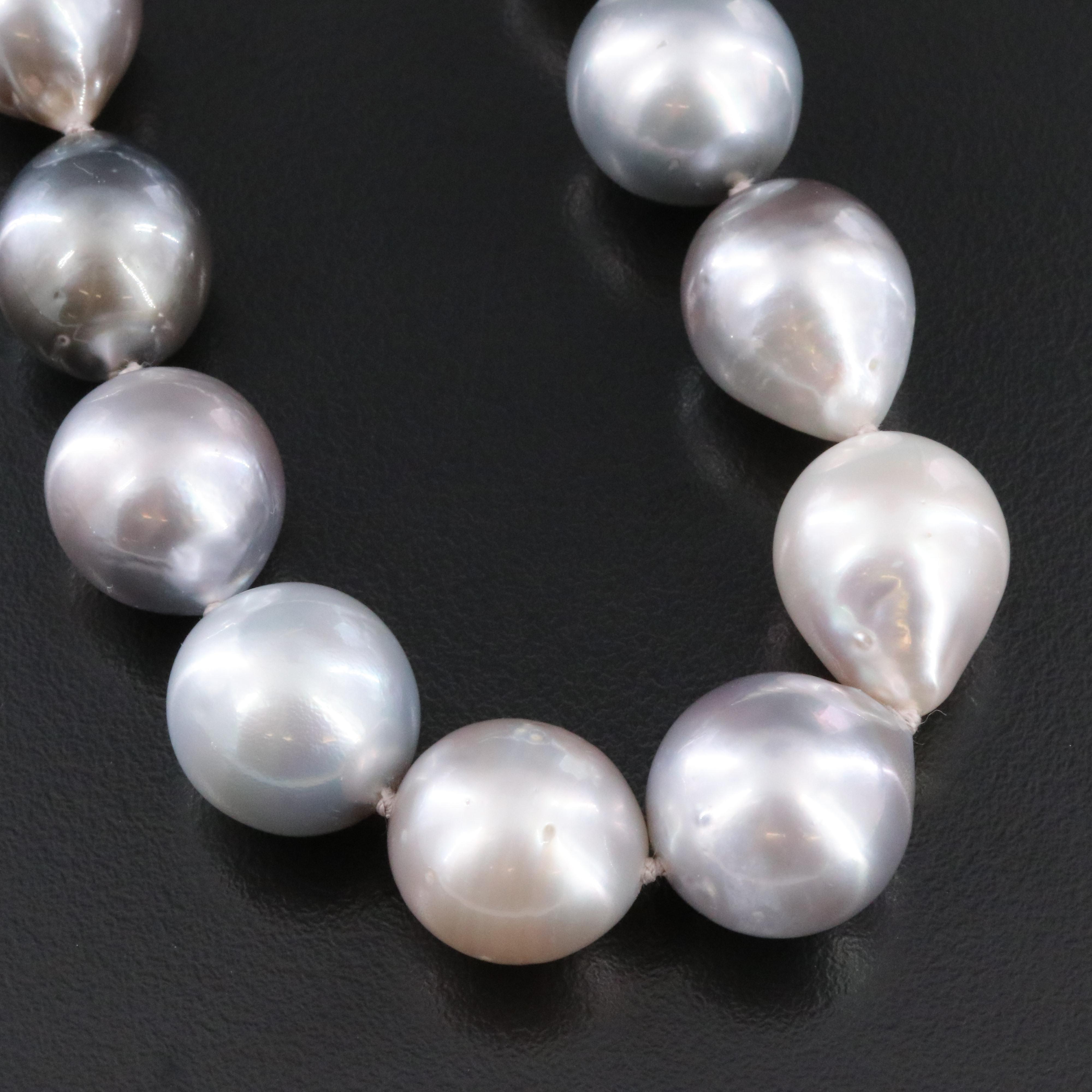 Pearl Necklace with Sterling Sapphire and Diamond Clasp
