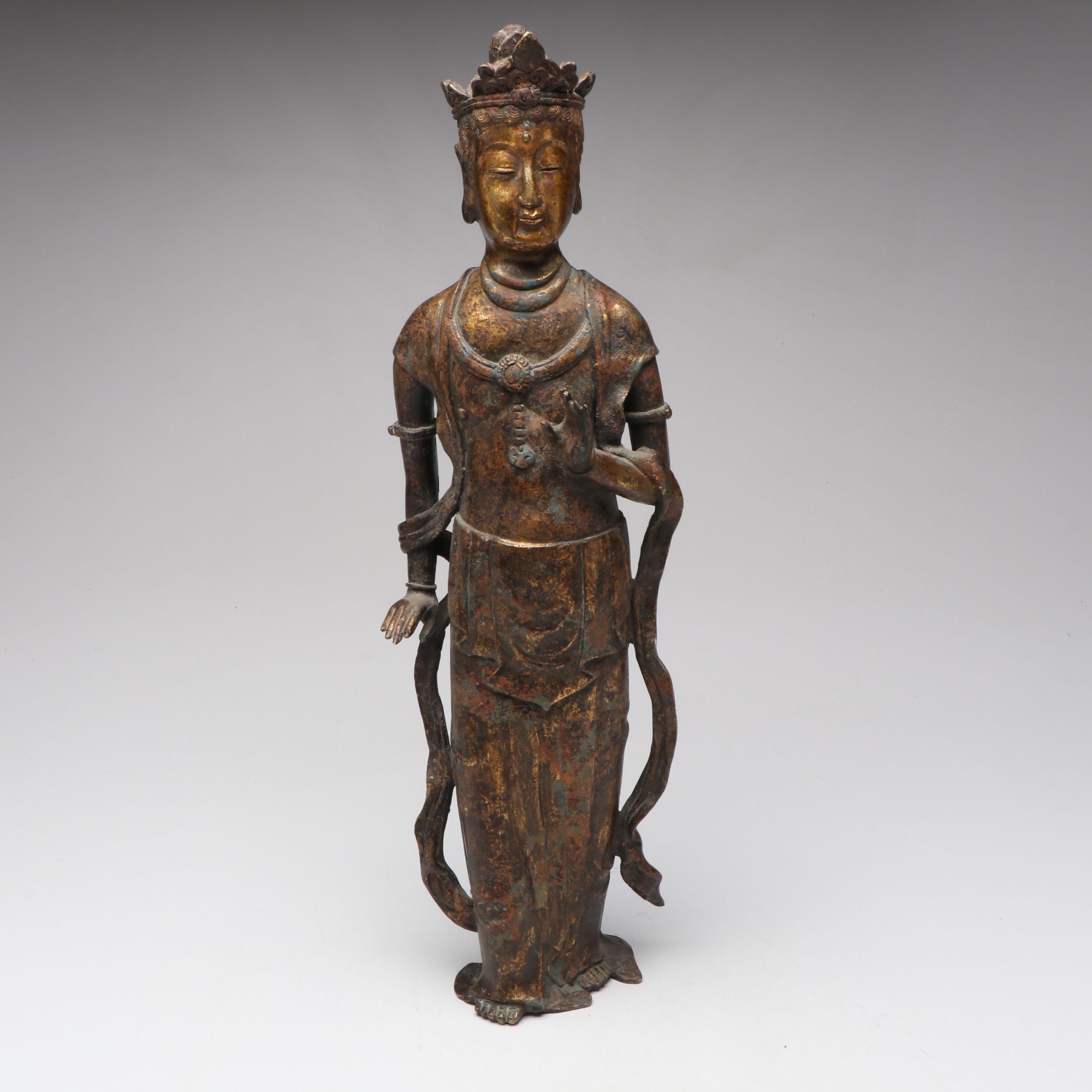 Patinated Cast Metal Asian Style Figurine