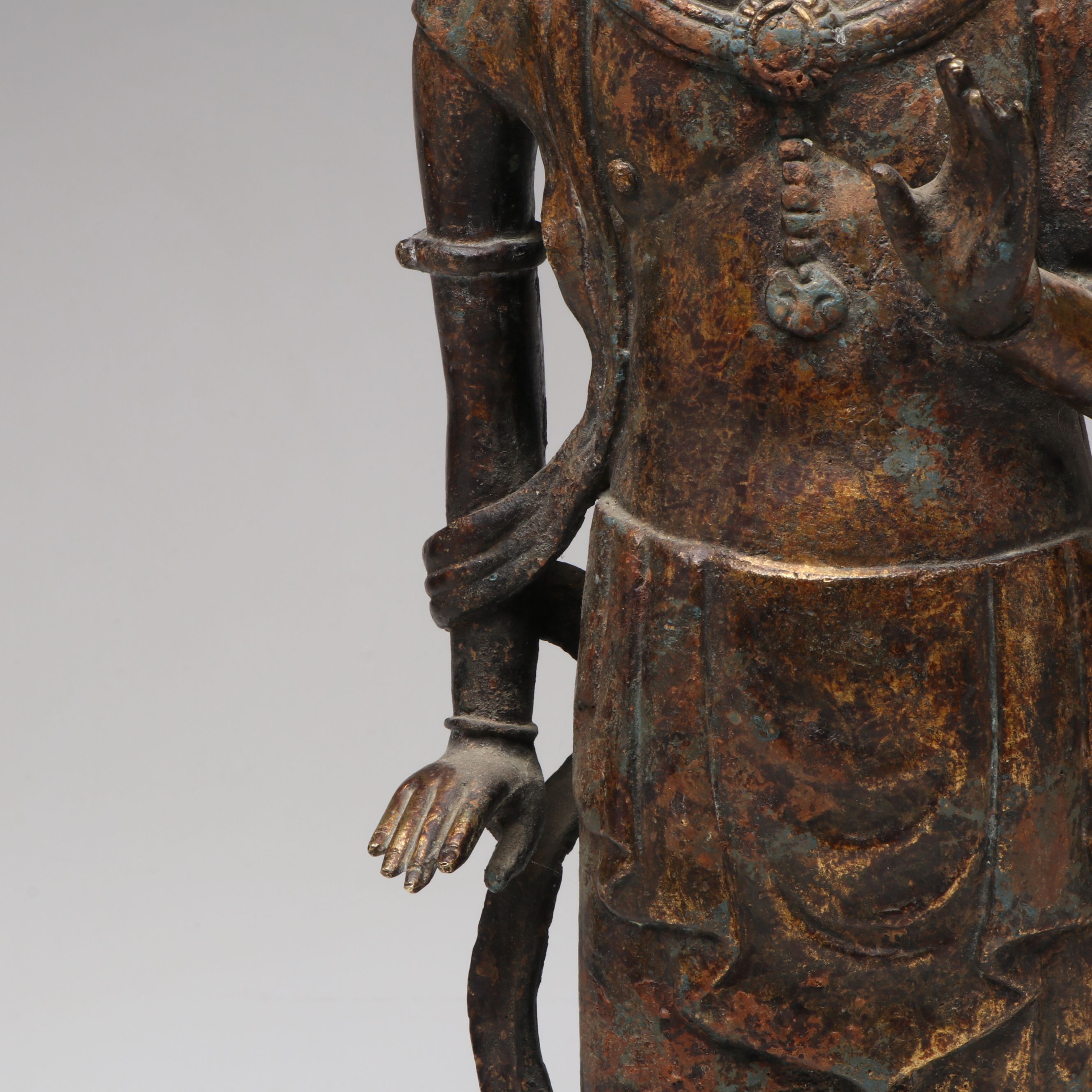 Patinated Cast Metal Asian Style Figurine