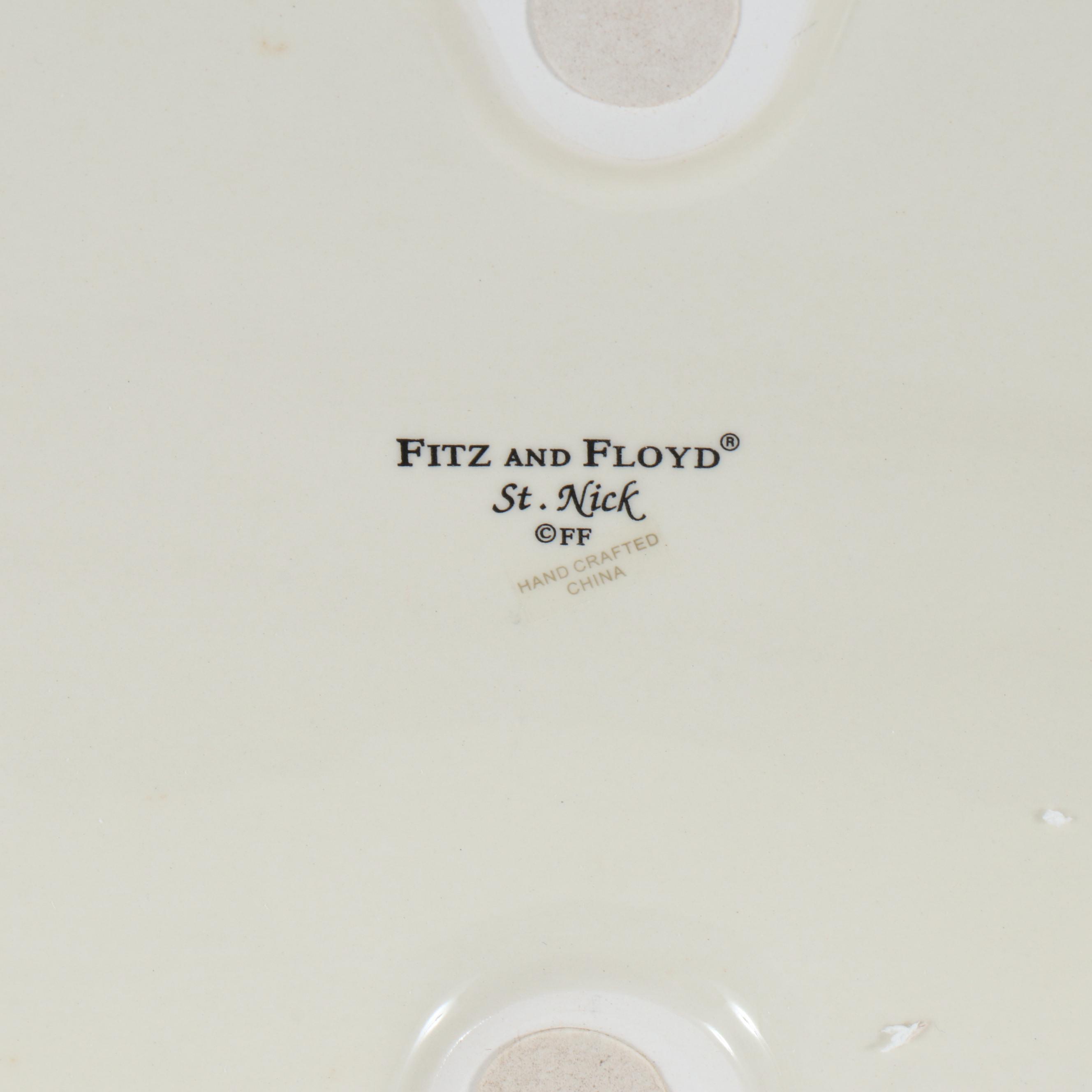 Fitz and Floyd Santa on Deer Porcelain Centerpiece