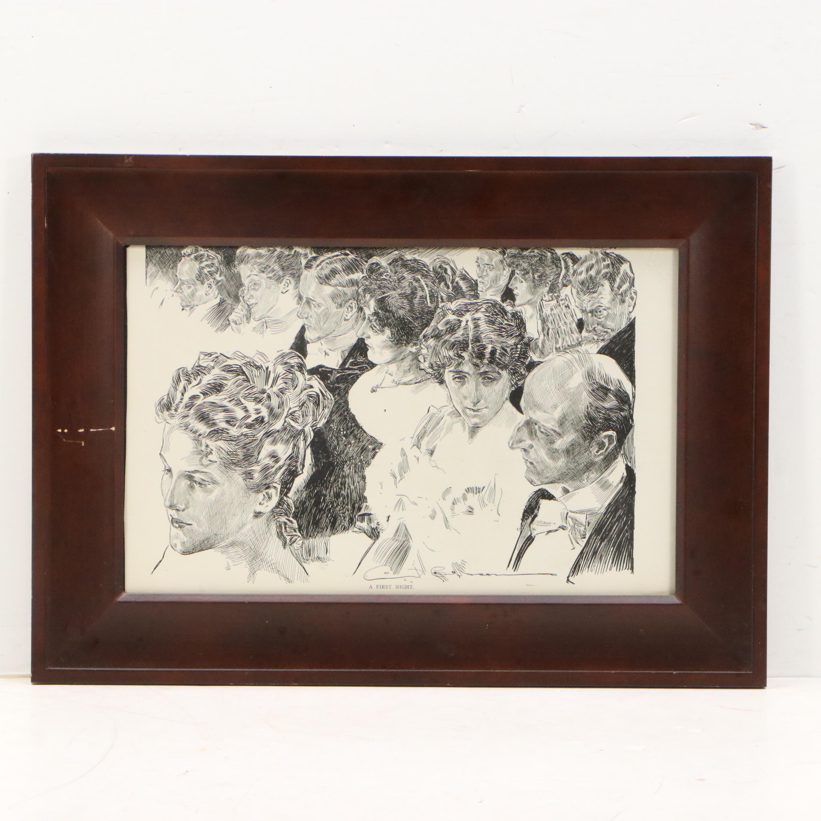 After Charles Dana Gibson Lithographs "A First Night" and More, Mid-20th Century