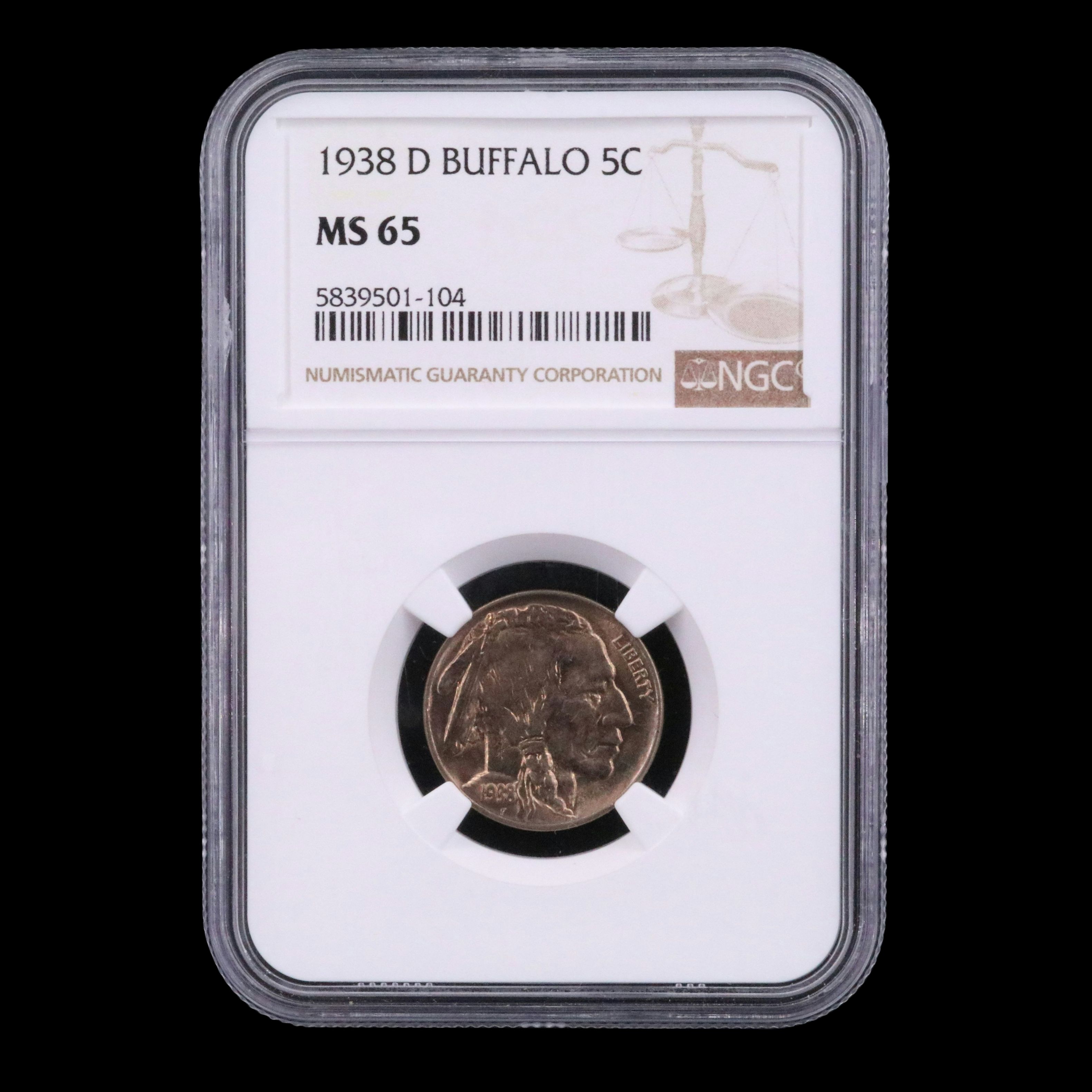 NGC MS65 1938-D Buffalo Nickel