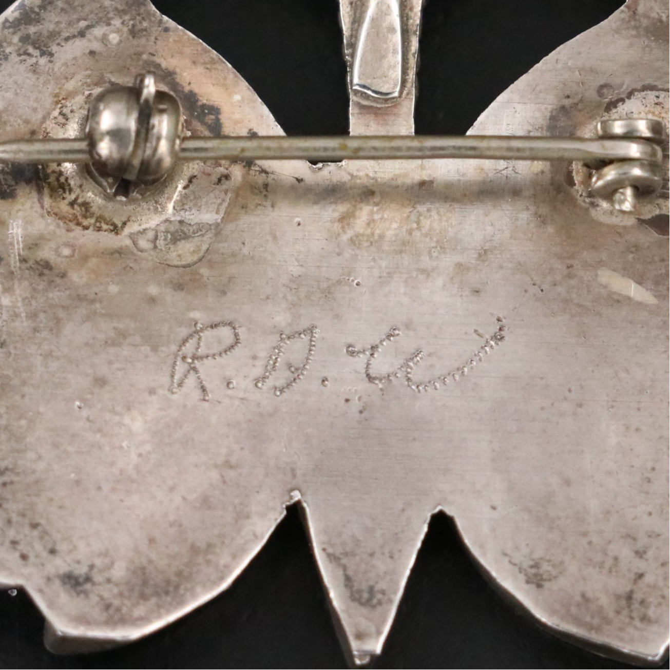 Rosita & Anselm Wallace, Zuni Pueblo, Sterling Inlay Butterfly Pin/Pendant