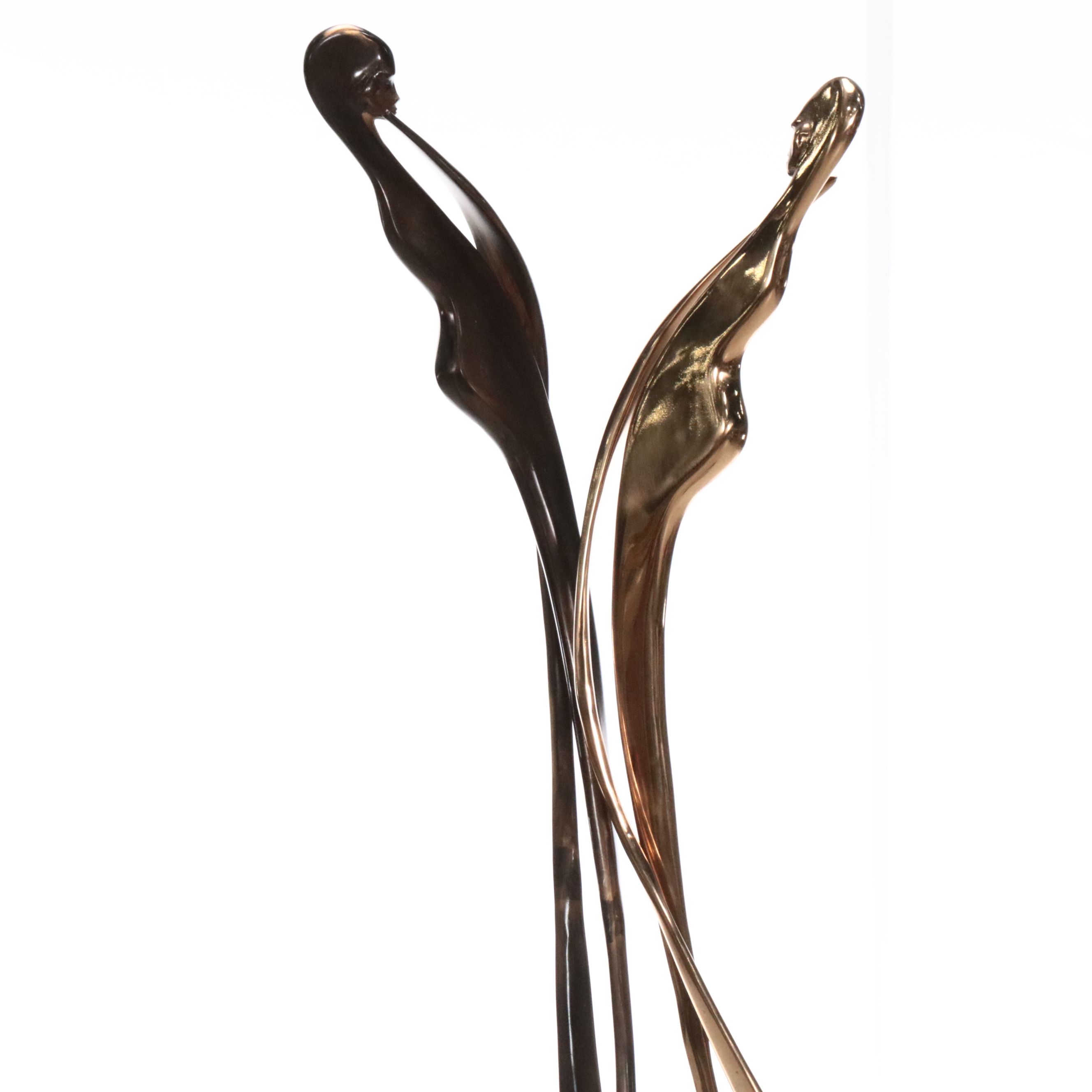 Metal Sculpture of Abstracted Feminine Silhouettes with Stand, 1985