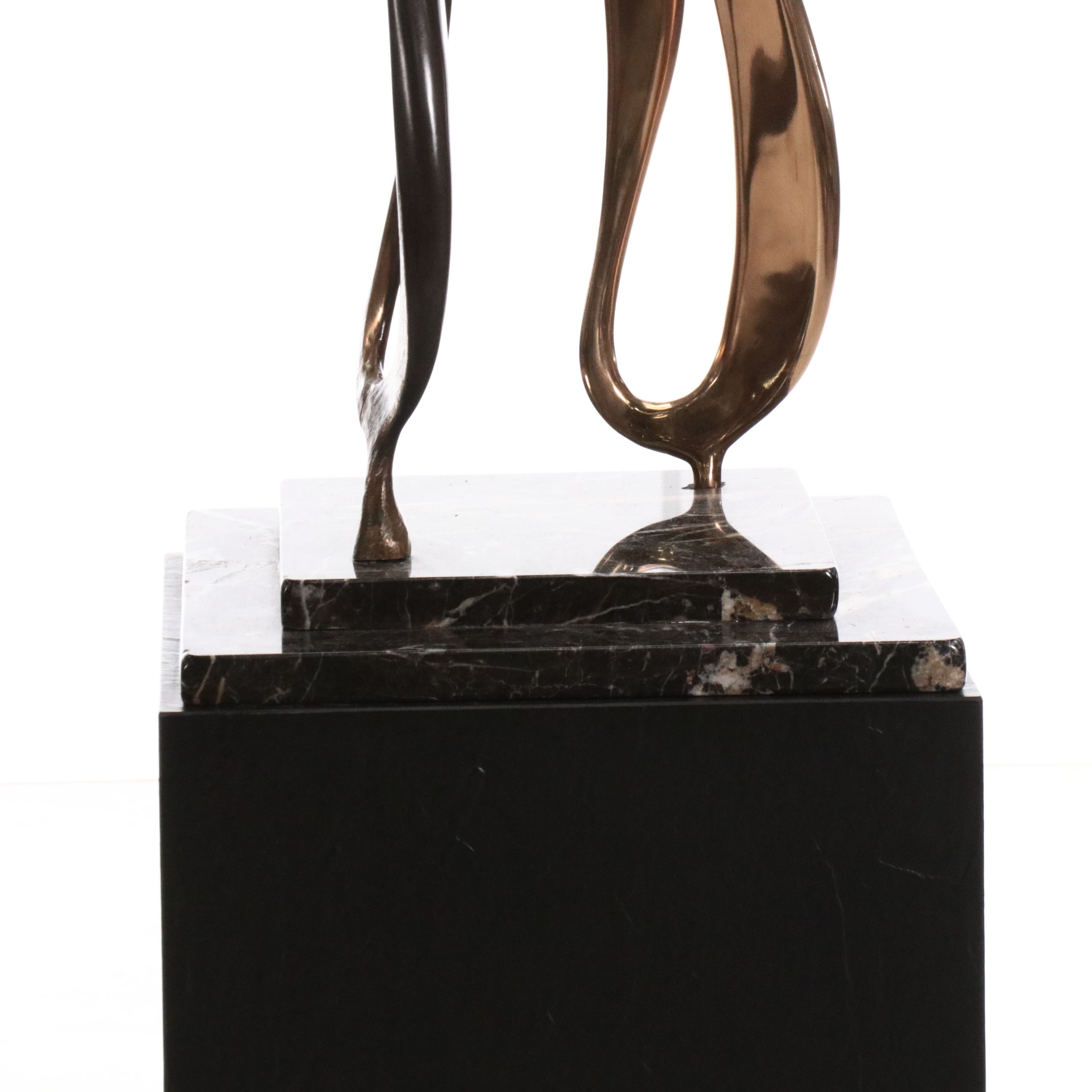 Metal Sculpture of Abstracted Feminine Silhouettes with Stand, 1985