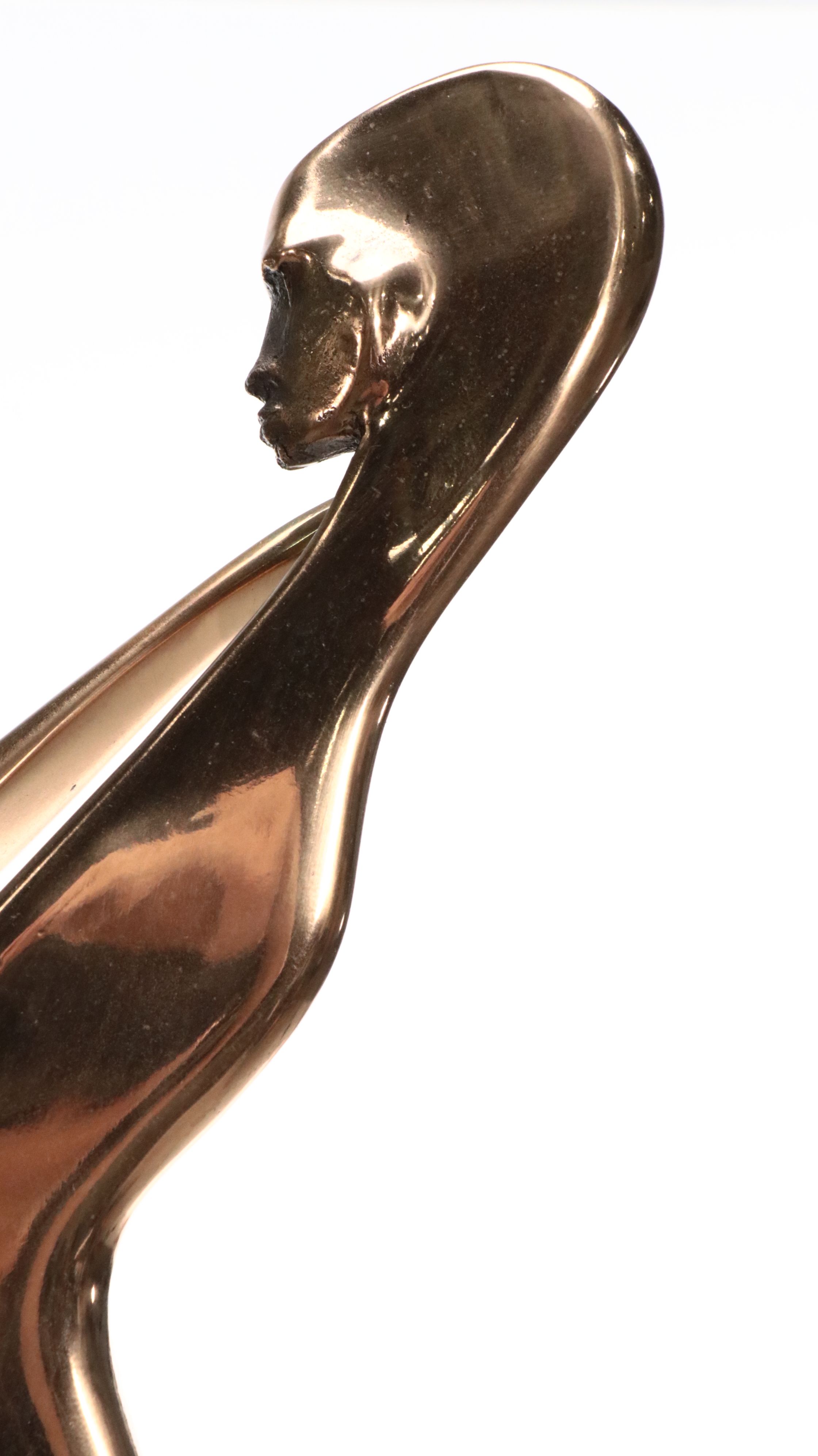 Metal Sculpture of Abstracted Feminine Silhouettes with Stand, 1985