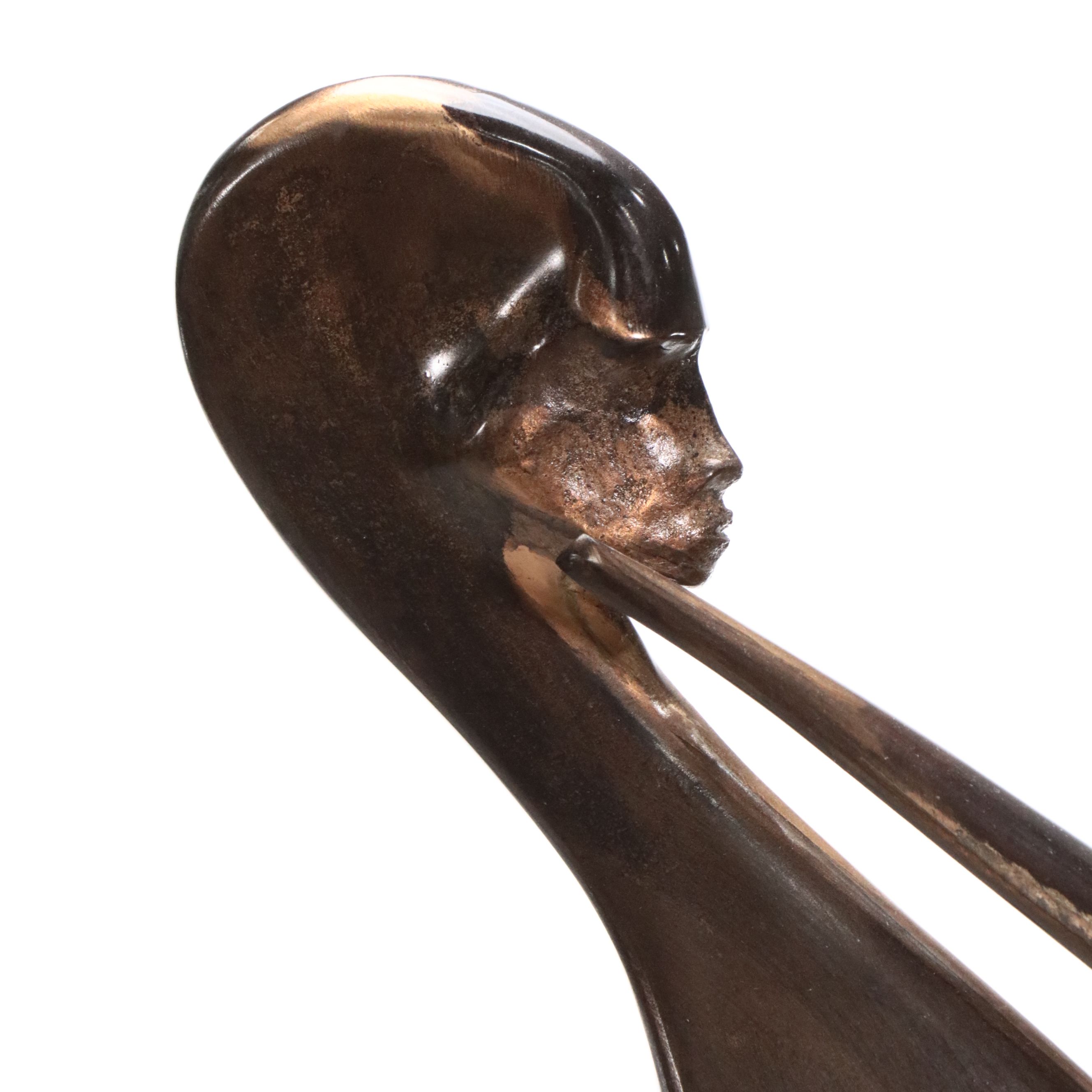 Metal Sculpture of Abstracted Feminine Silhouettes with Stand, 1985