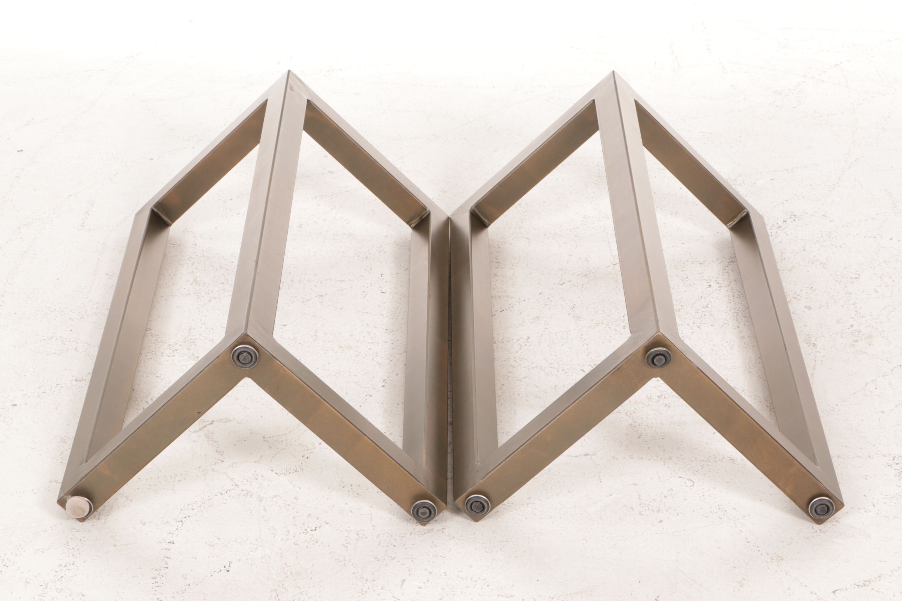 Contemporary Glass Top Sofa Table with Metal Pedestals