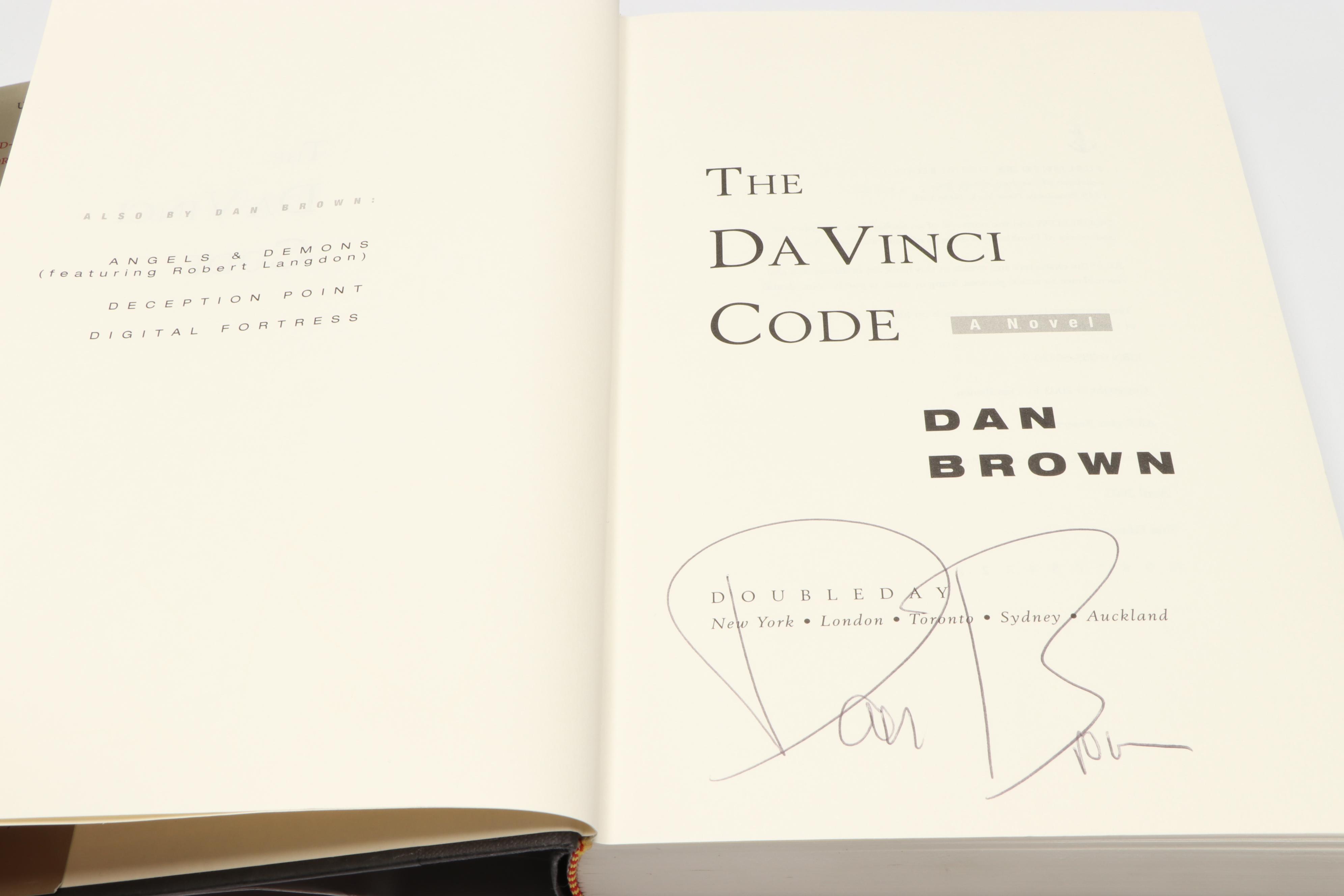 Signed First Printing "The Da Vinci Code" by Dan Brown, 2003