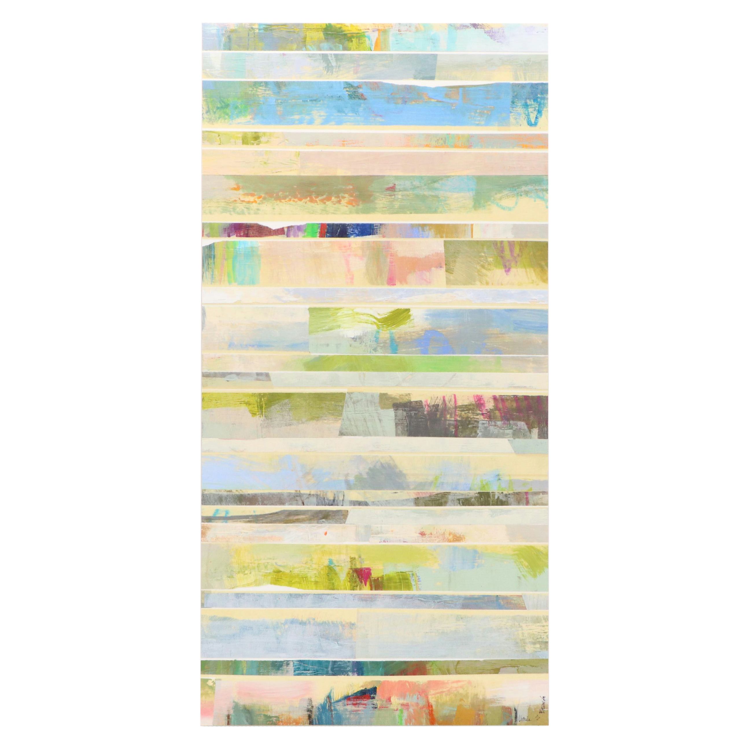 Ursula J. Brenner Abstract Mixed Media Painting, 21st Century