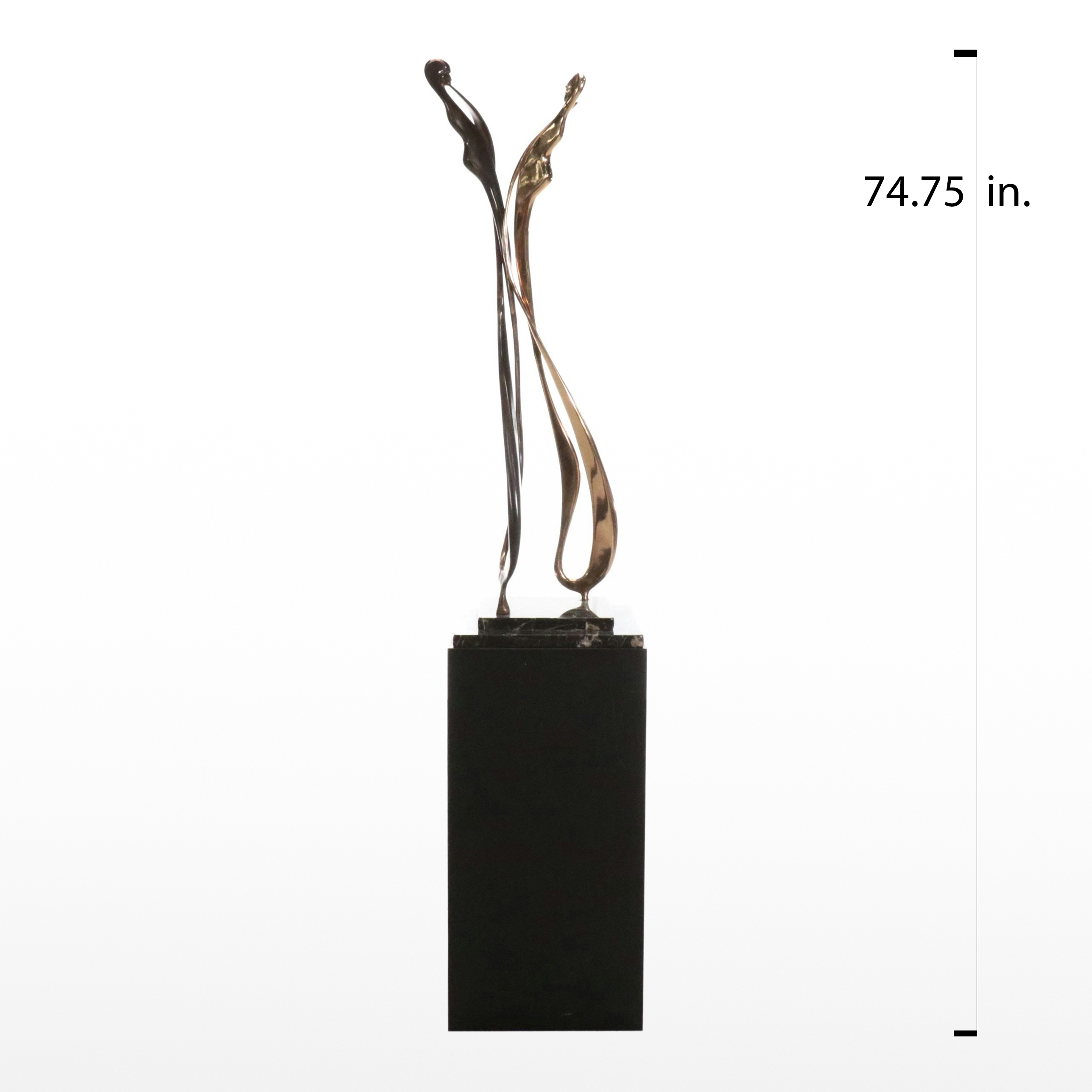 Metal Sculpture of Abstracted Feminine Silhouettes with Stand, 1985