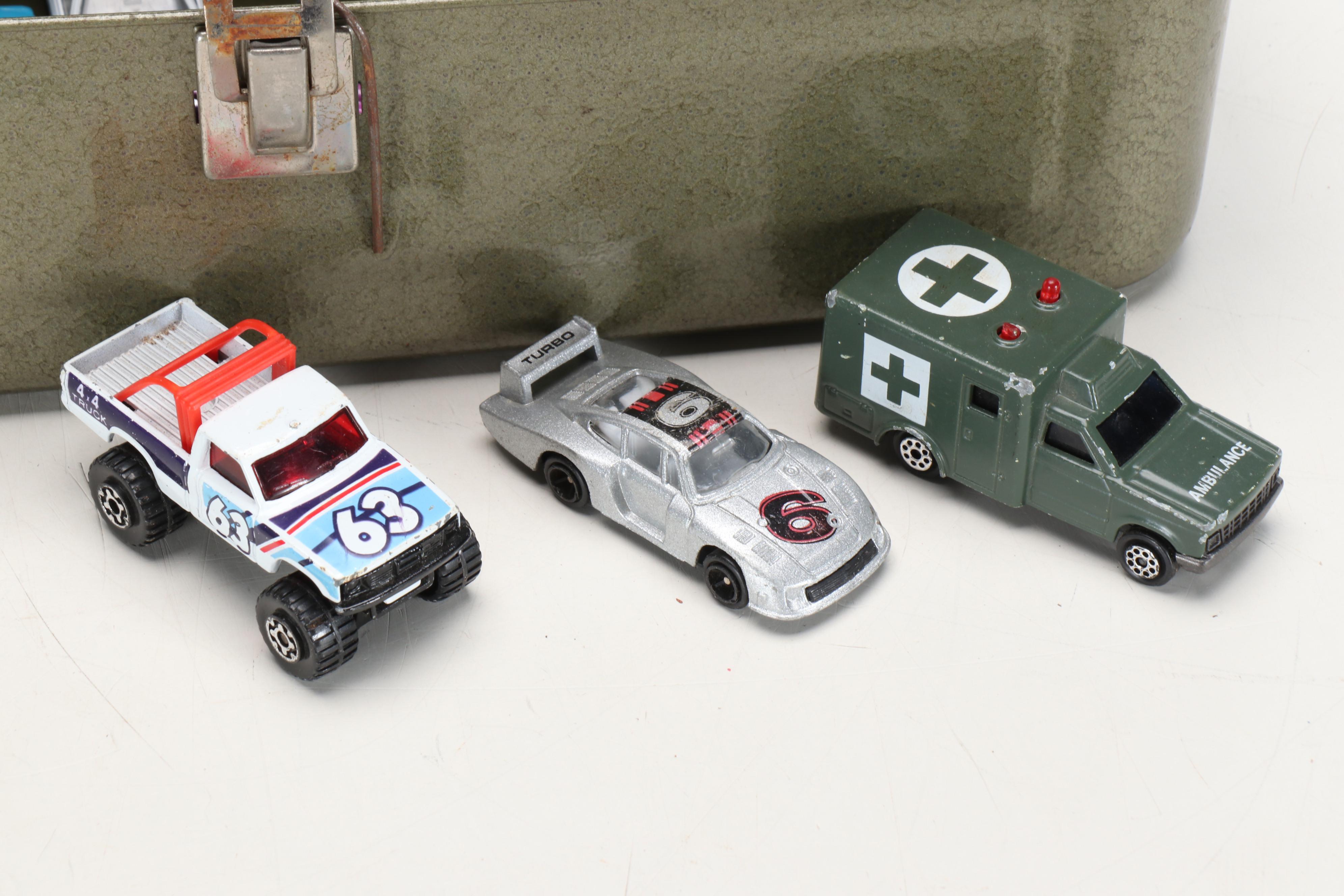 Mattel Hot Wheels and Other Model Cars with Metal Case, Mid to Late 20th C.