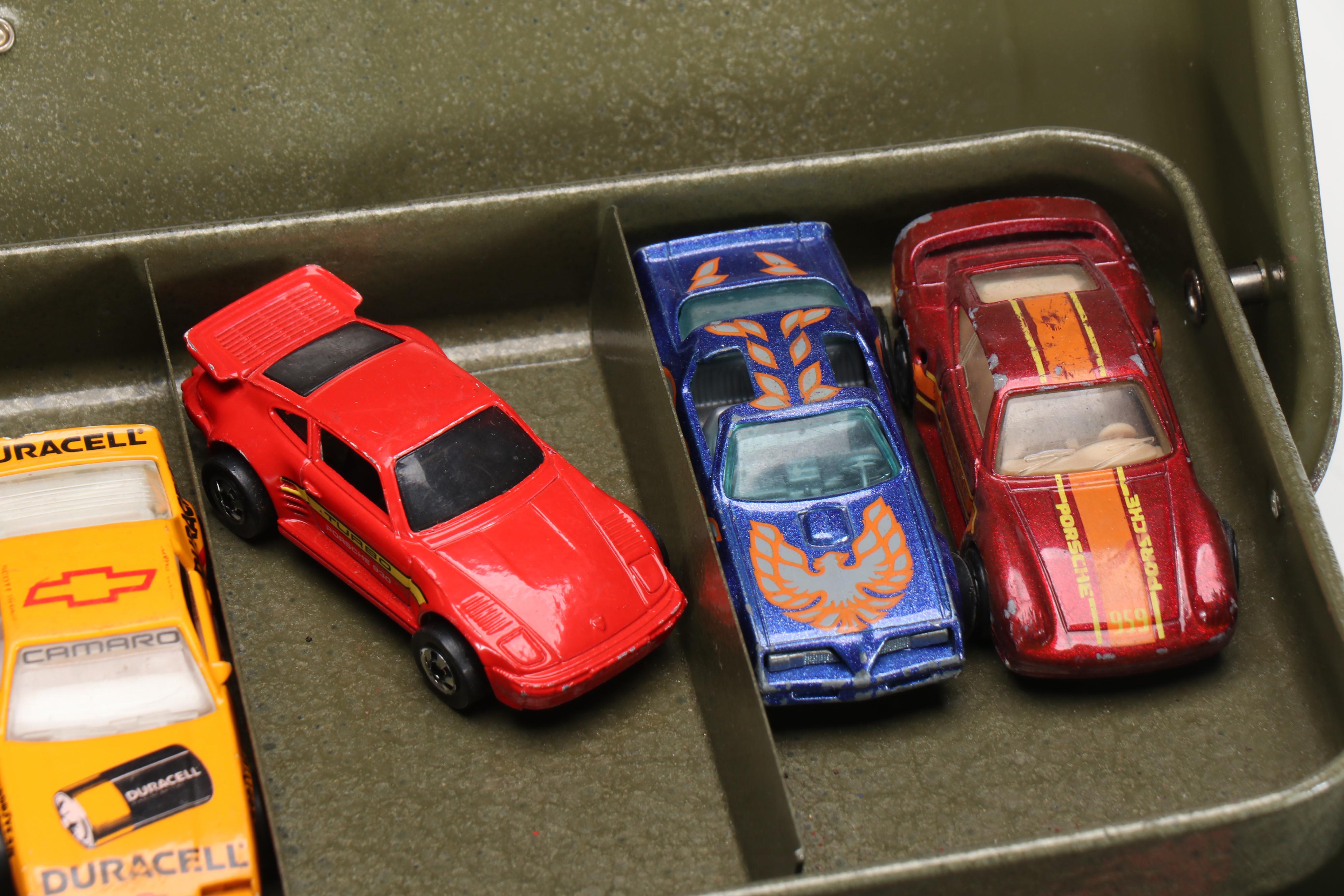 Mattel Hot Wheels and Other Model Cars with Metal Case, Mid to Late 20th C.