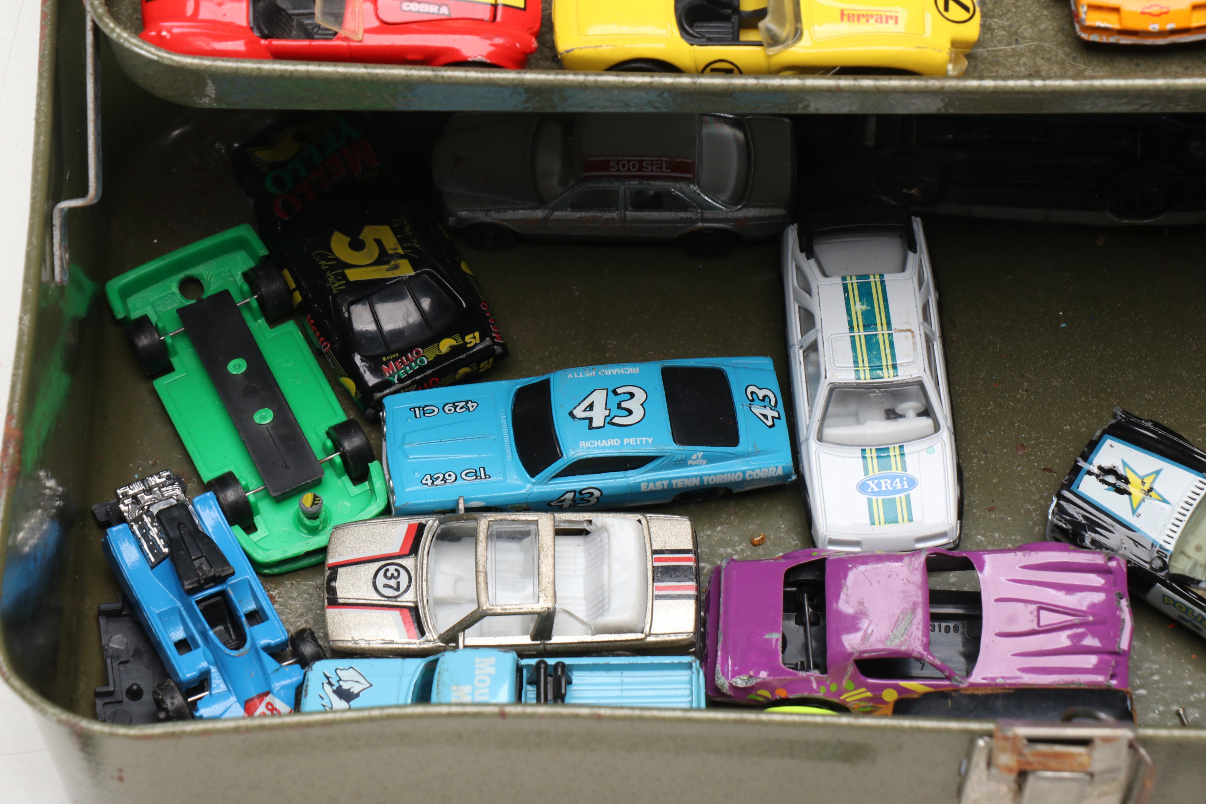 Mattel Hot Wheels and Other Model Cars with Metal Case, Mid to Late 20th C.