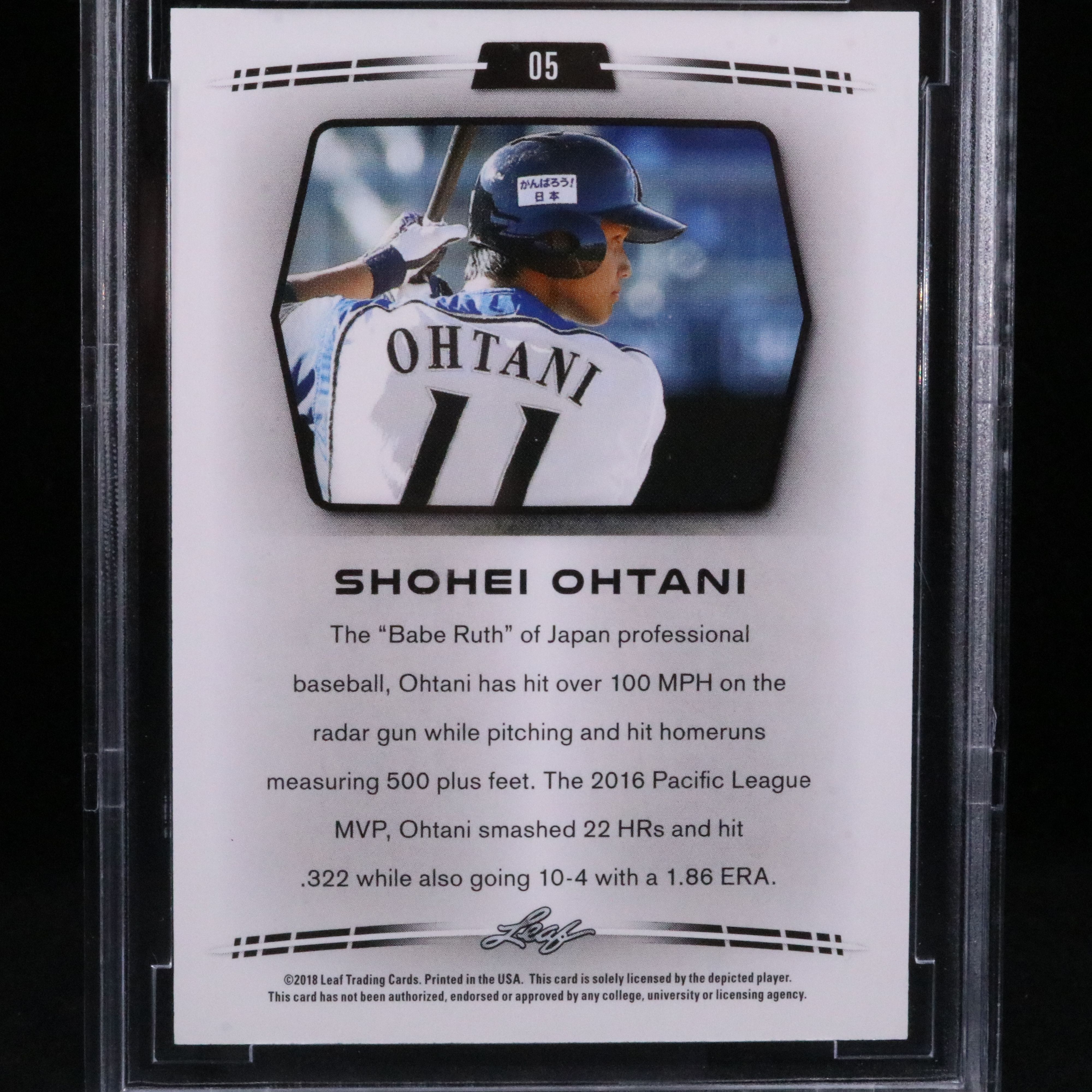 2018 Leaf Shohei Ohtani Rookie Year Baseball Card Graded BCCG 10