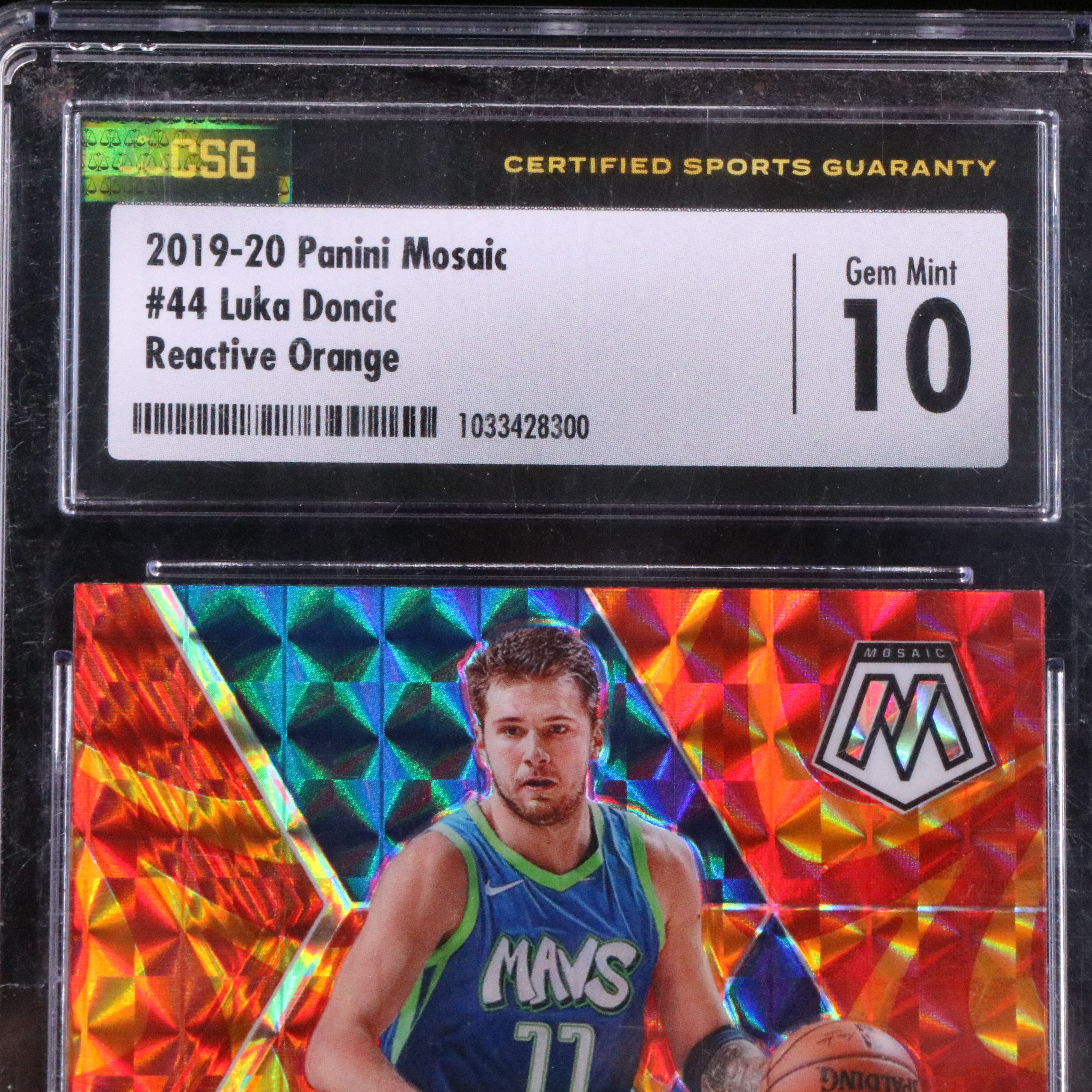 2019-20 Mosaic Luka Doncic Reactive Orange Prizm Basketball Card Graded CSG 10