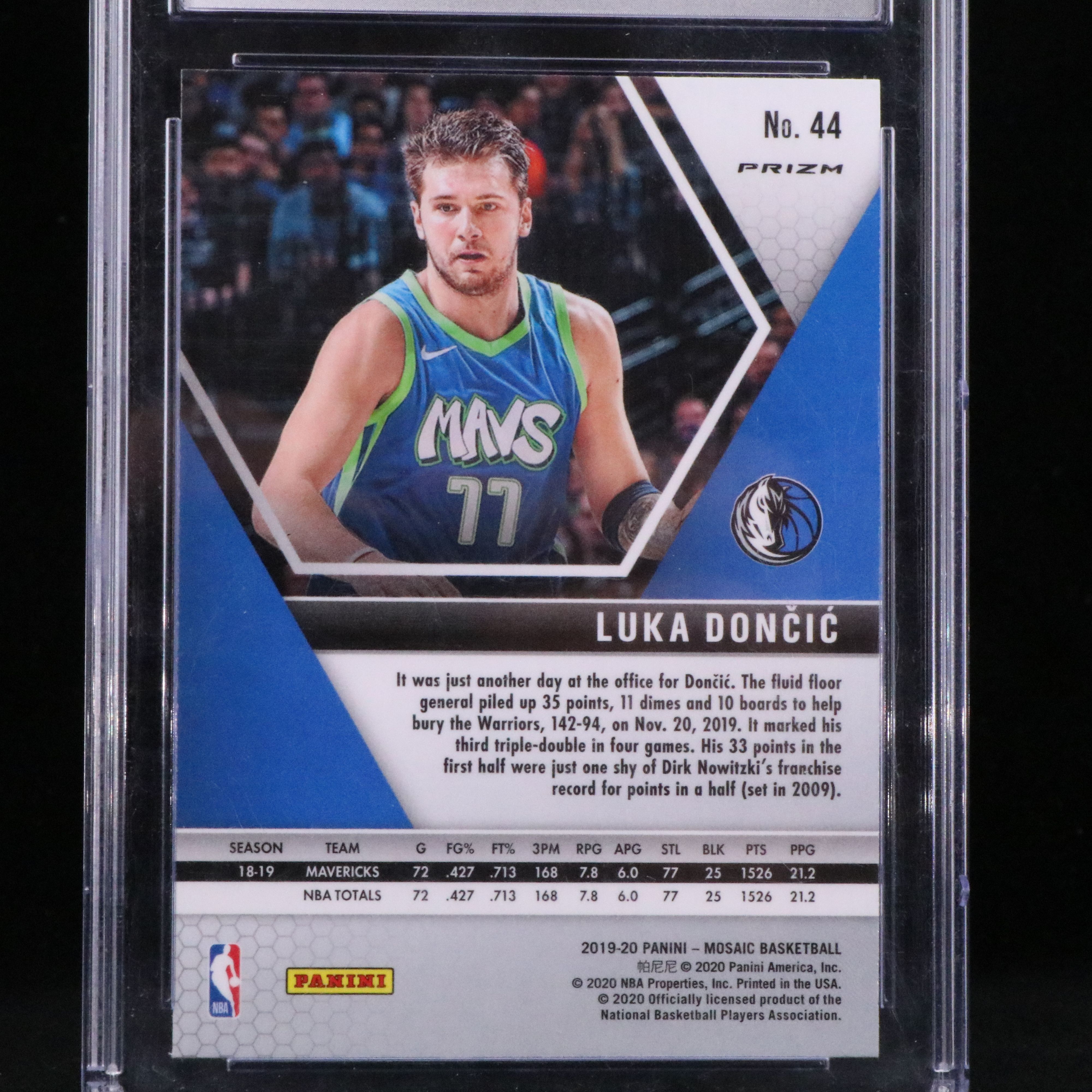 2019-20 Mosaic Luka Doncic Reactive Orange Prizm Basketball Card Graded CSG 10