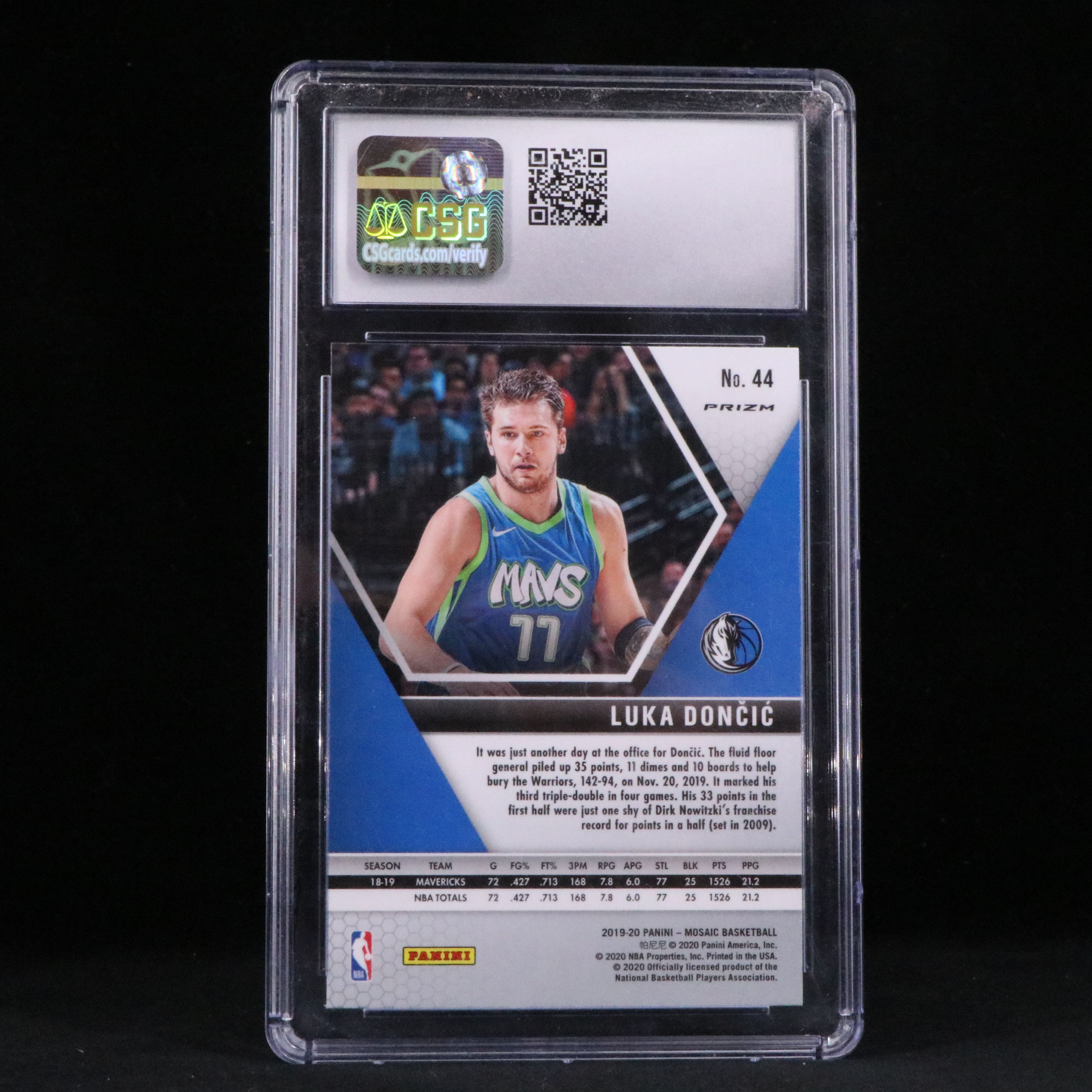 2019-20 Mosaic Luka Doncic Reactive Orange Prizm Basketball Card Graded CSG 10