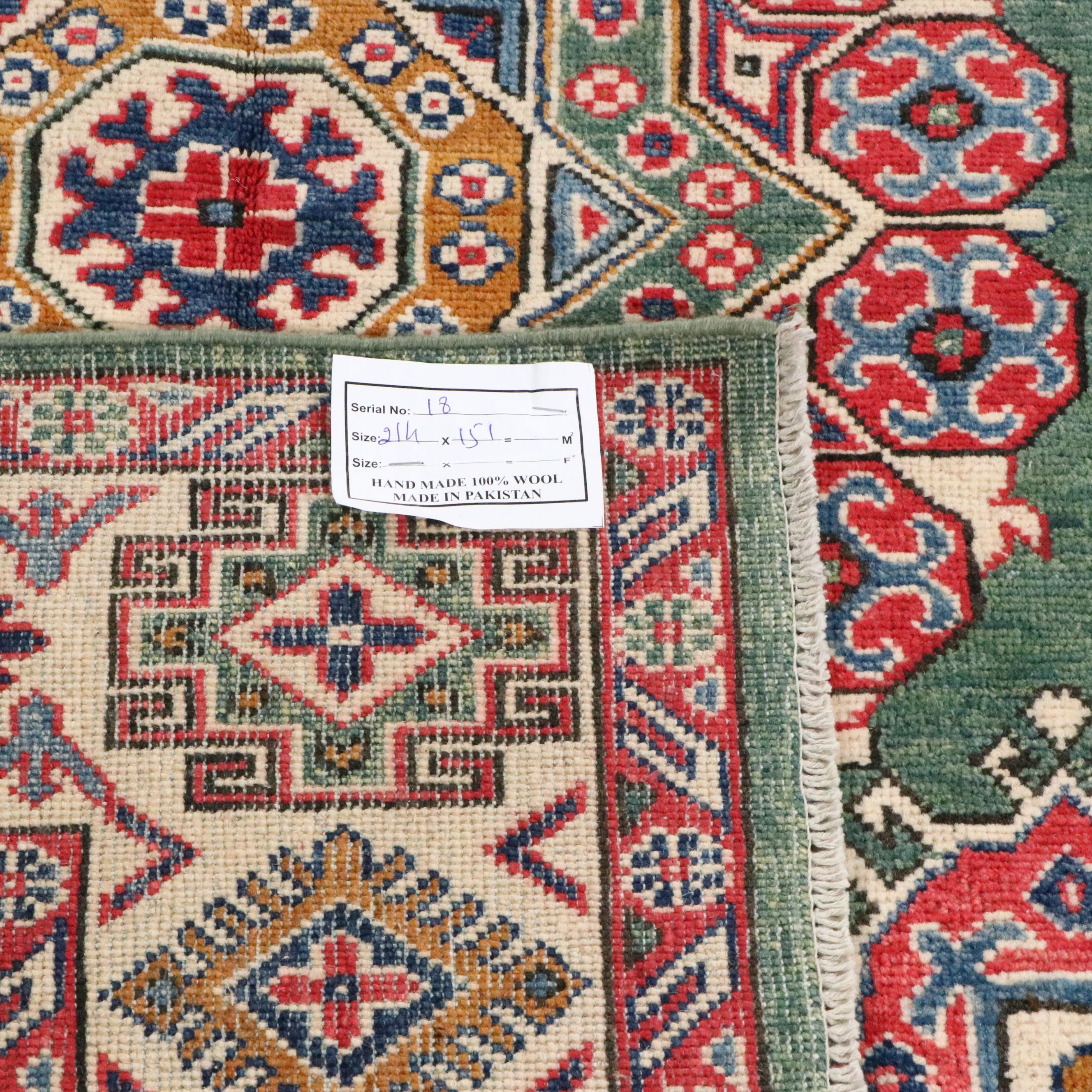 4'11 x 7'1 Hand-Knotted Pakistani Kazak Area Rug