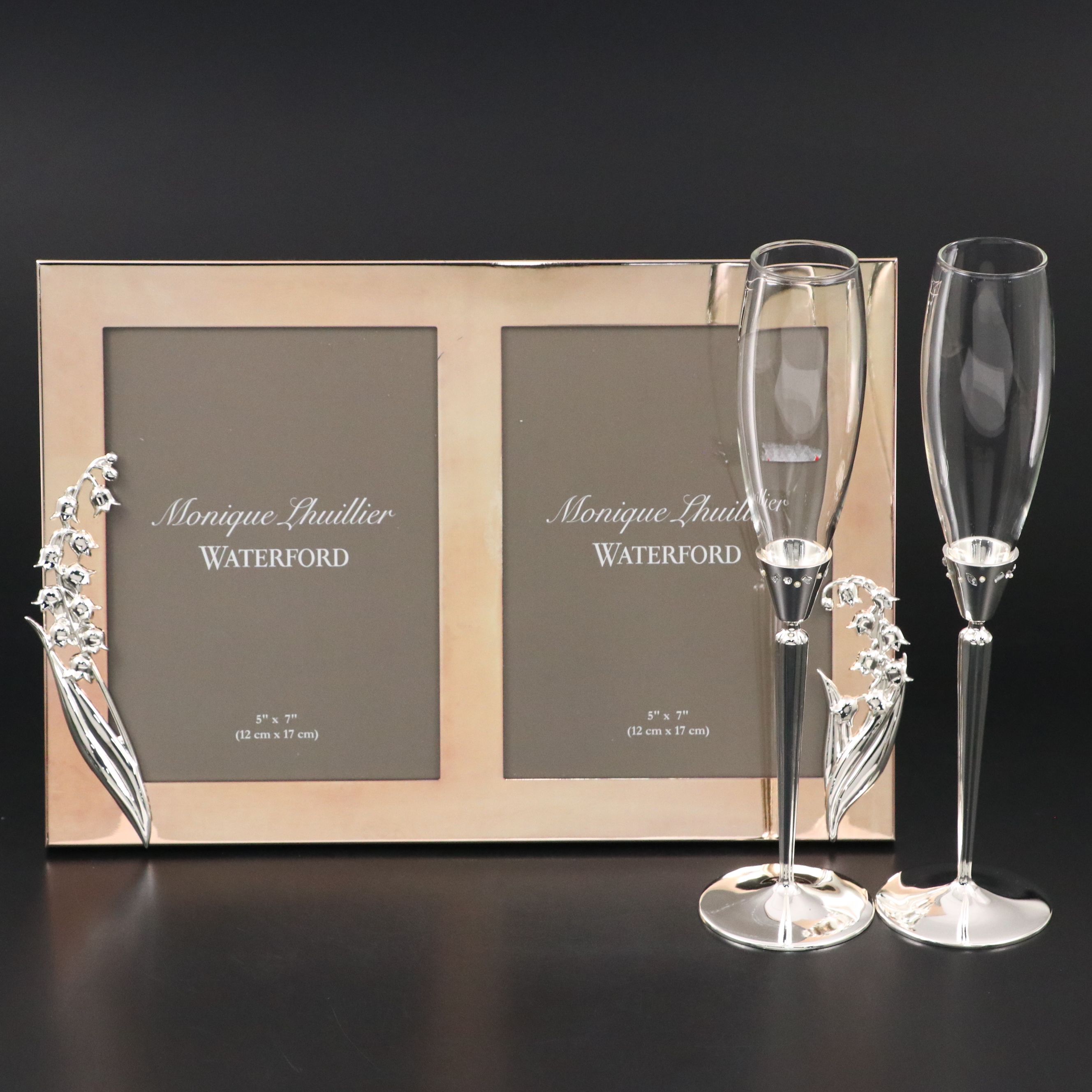 Monique Lhuillier for Waterford "Modern Love" Flutes with Double Frame