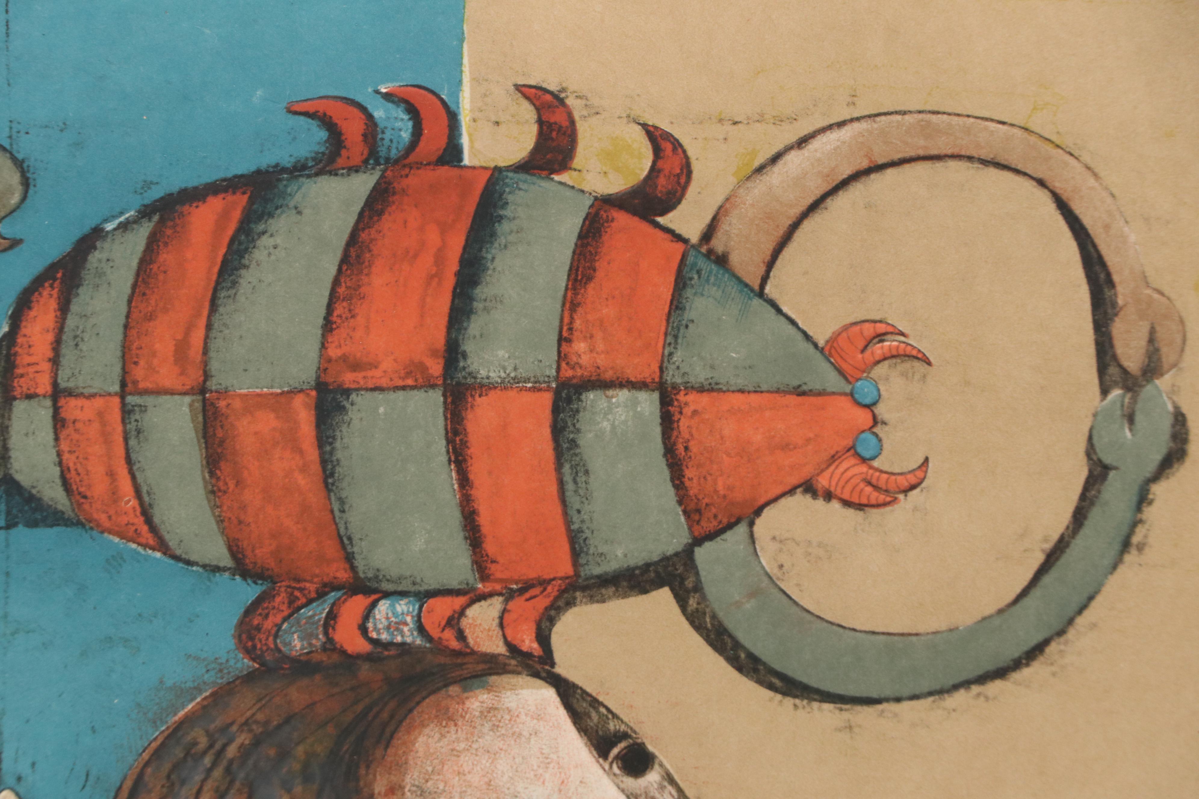 Graciela Rodo Boulanger Embossed Color Lithograph "Zodiac Scorpio"