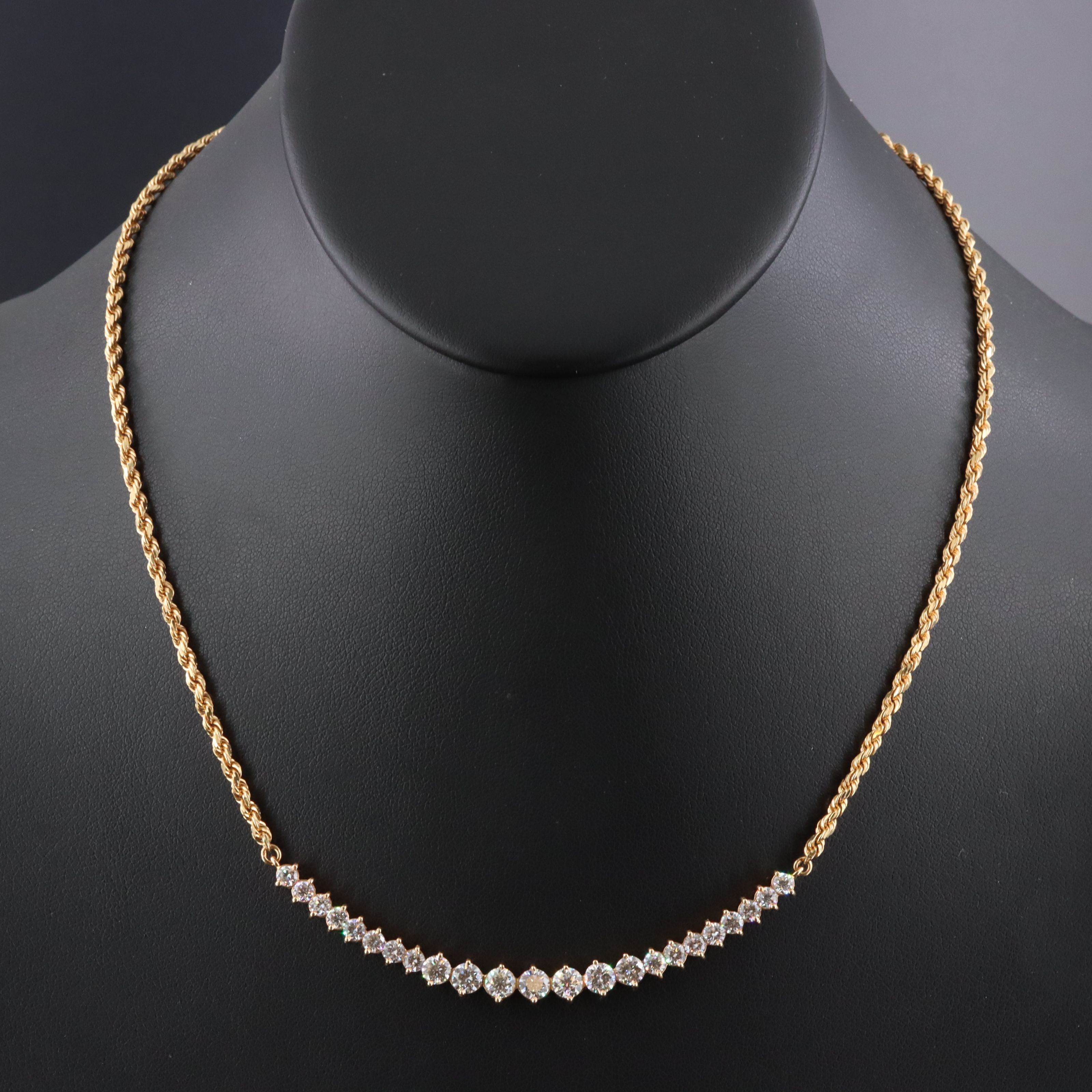18K 3.02 CTW Diamond Necklace with 14K Extender Chain