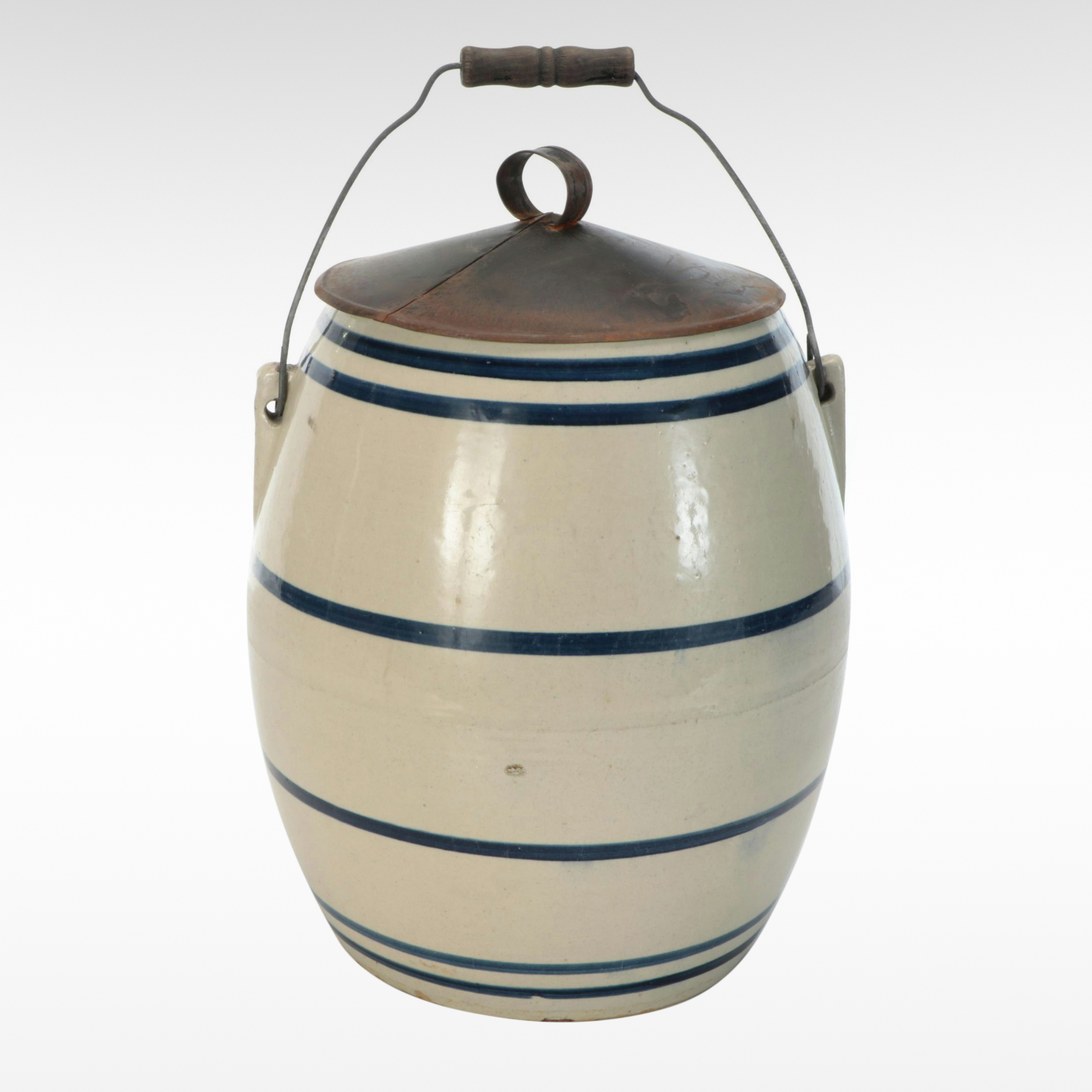 American Stoneware Lidded Water Cooler Rock with Bail Handle