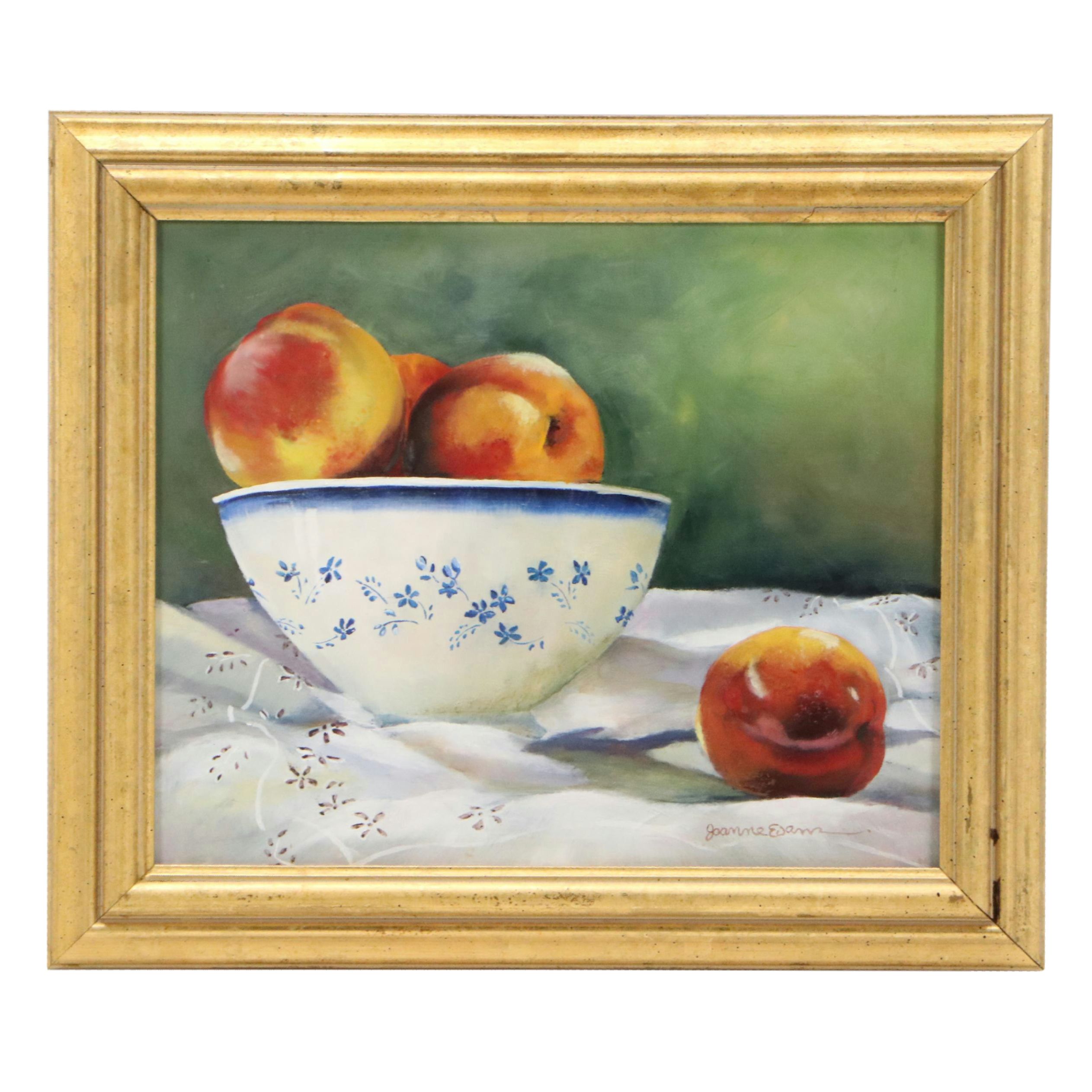 Joanne Evans Oil Painting of Porcelain Bowl with Peaches, 2000