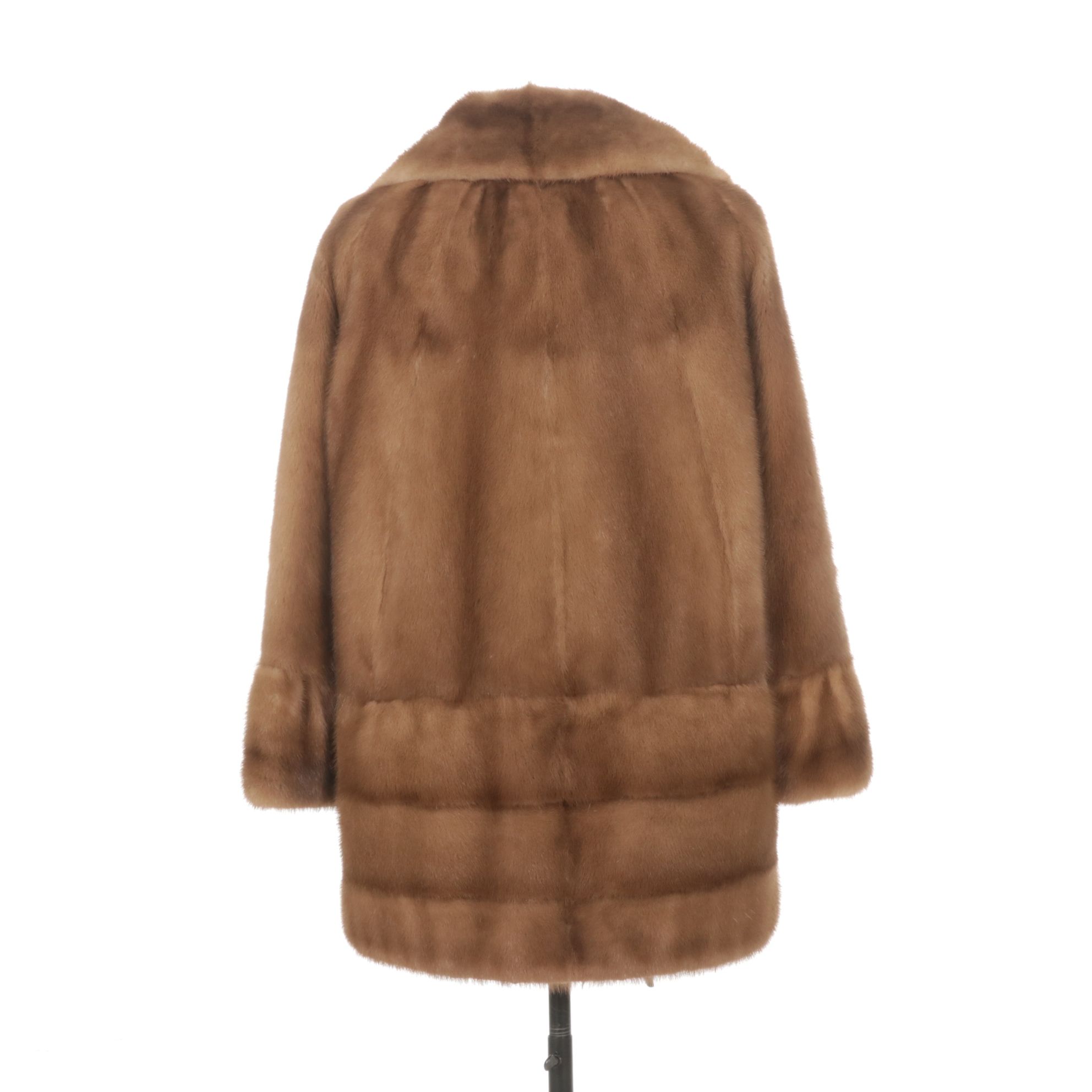 Pastel Mink Fur Stroller with Leather Tie Belt