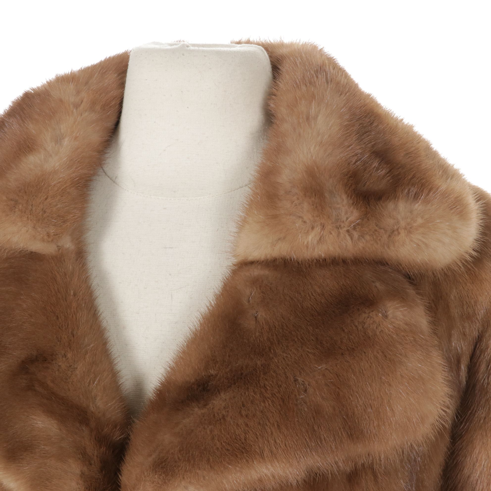 Pastel Mink Fur Stroller with Leather Tie Belt