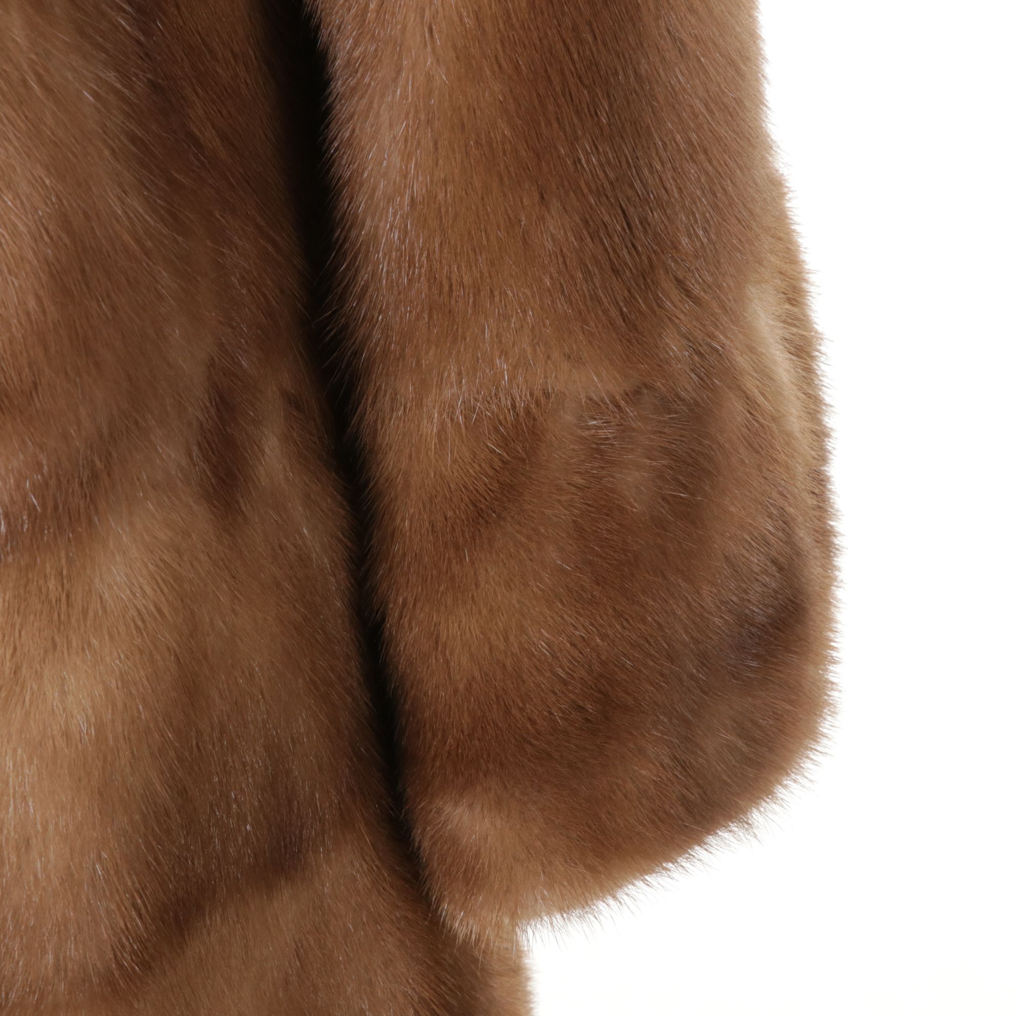 Pastel Mink Fur Stroller with Leather Tie Belt