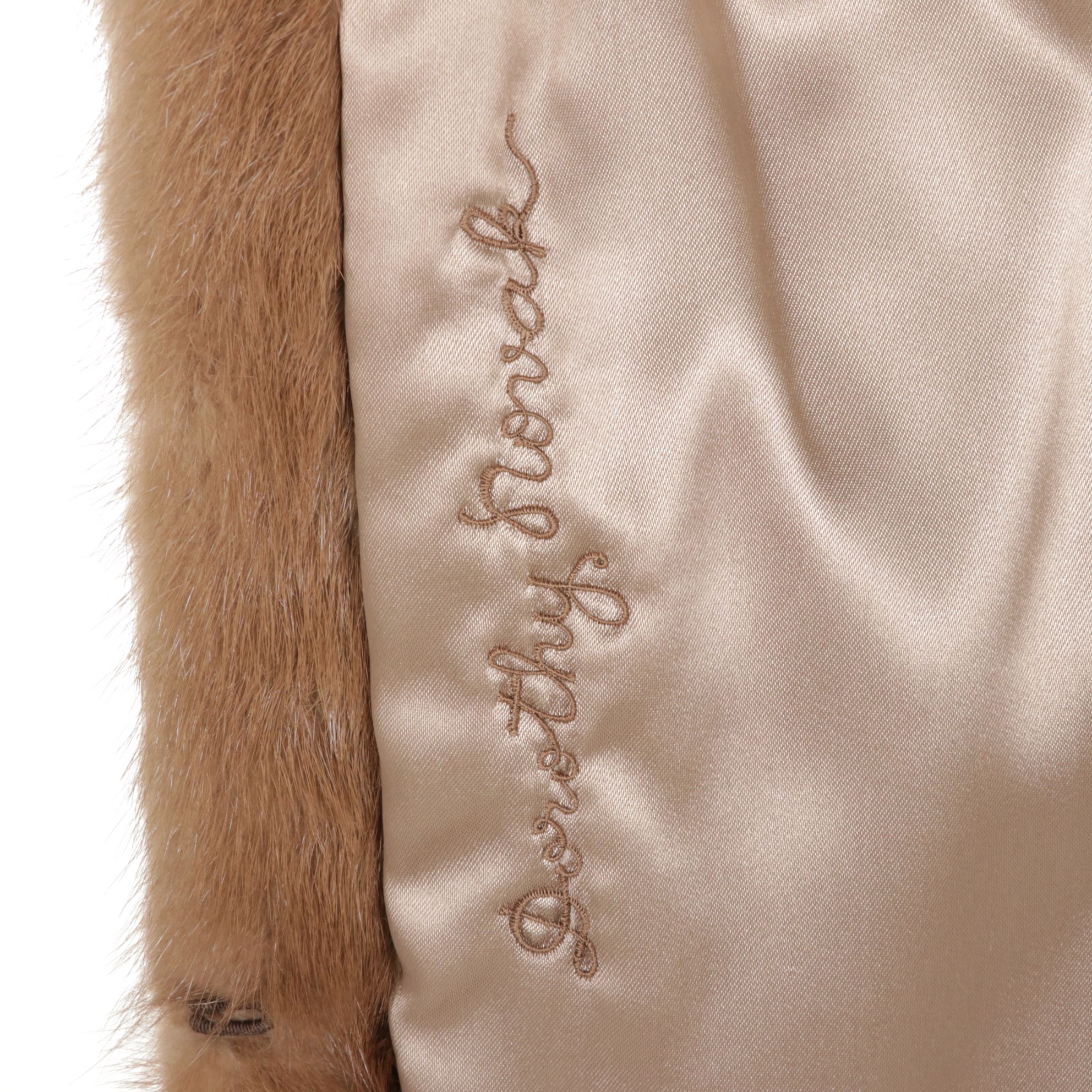 Pastel Mink Fur Stroller with Leather Tie Belt