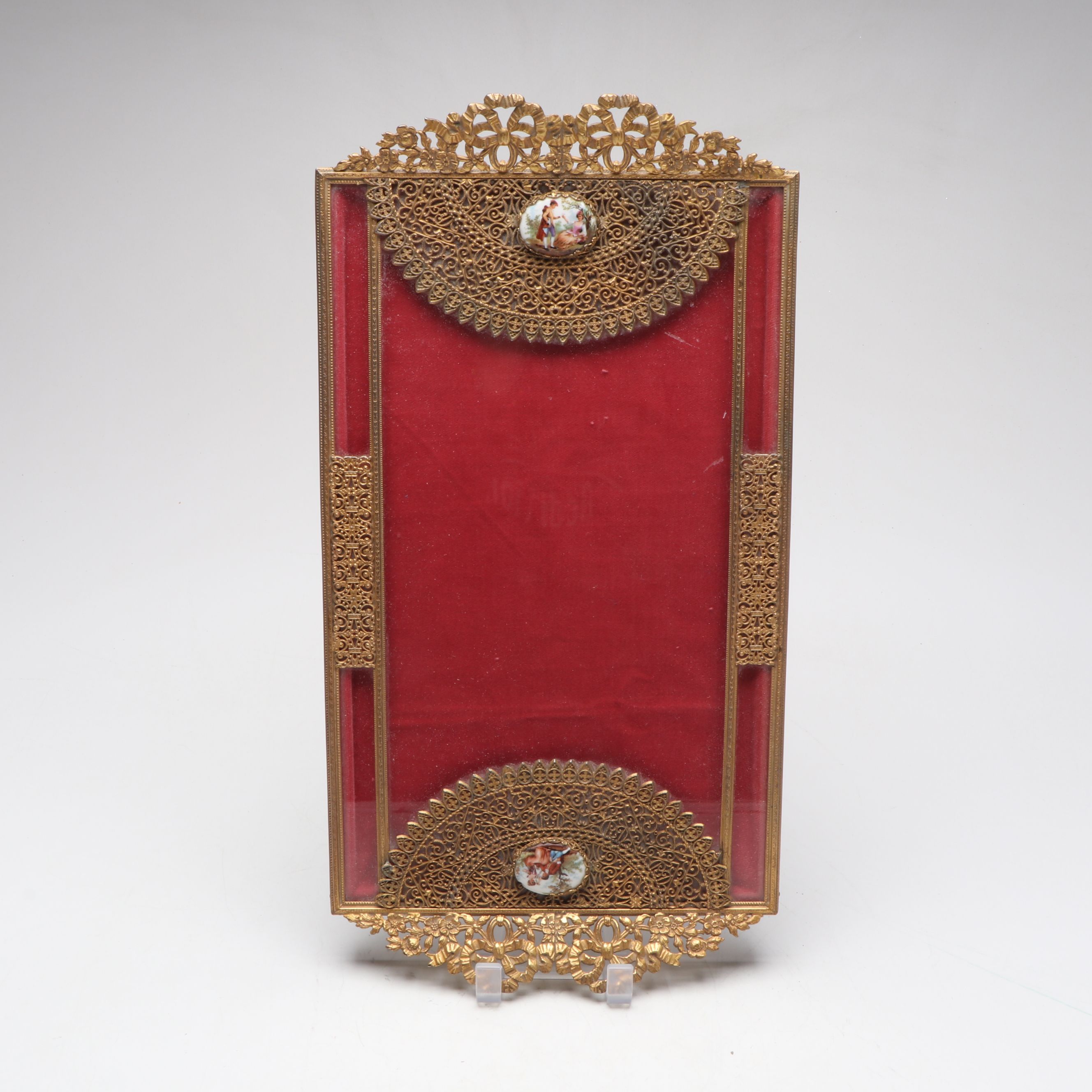 Louis XVI Style Ormolu Brass and Glass Vanity Tray with  Box